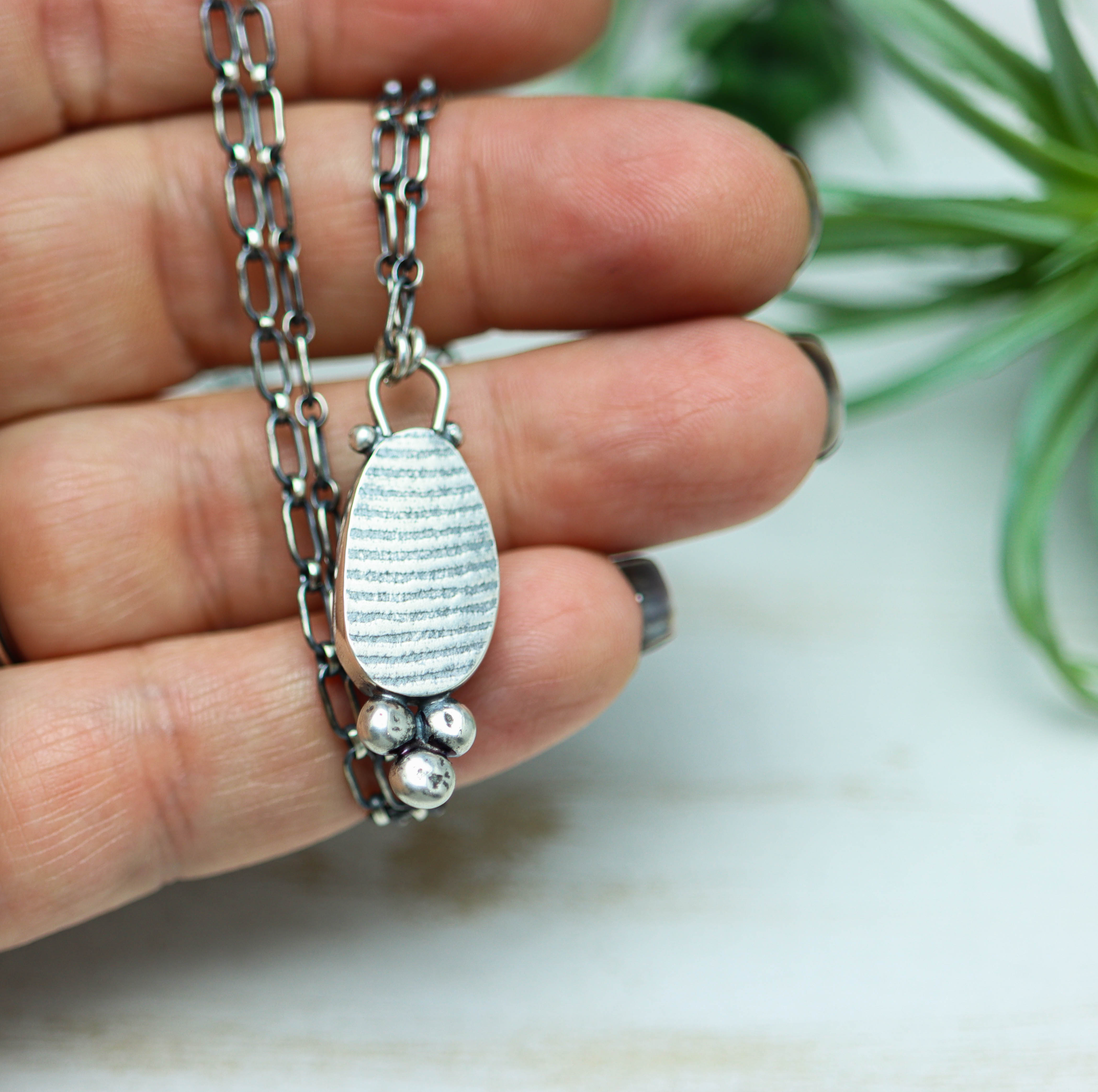 Rainbow Fluorite Pendant Necklace Sterling Silver