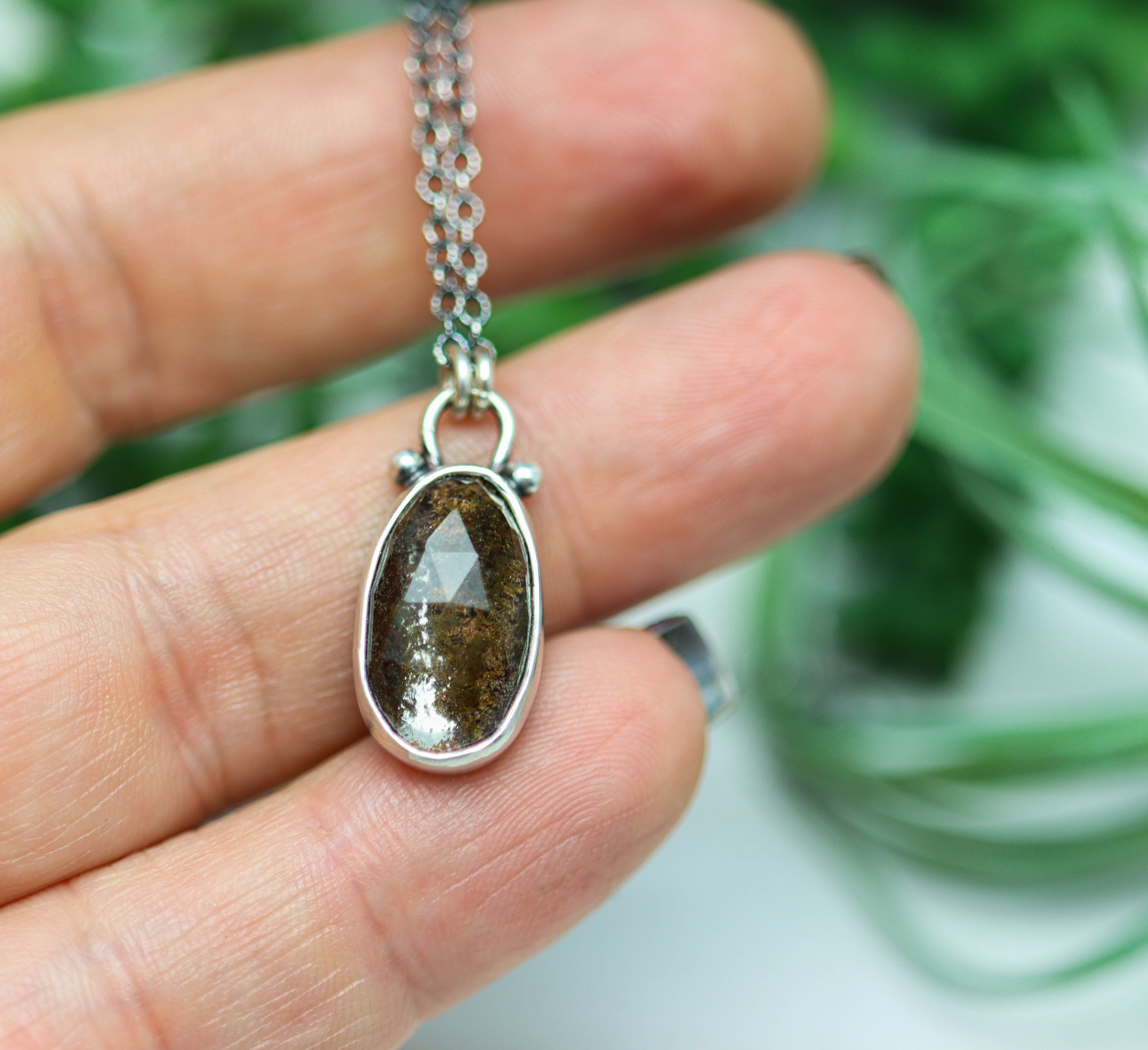 Garden Quartz Petite Pendant Necklace in Sterling Silver
