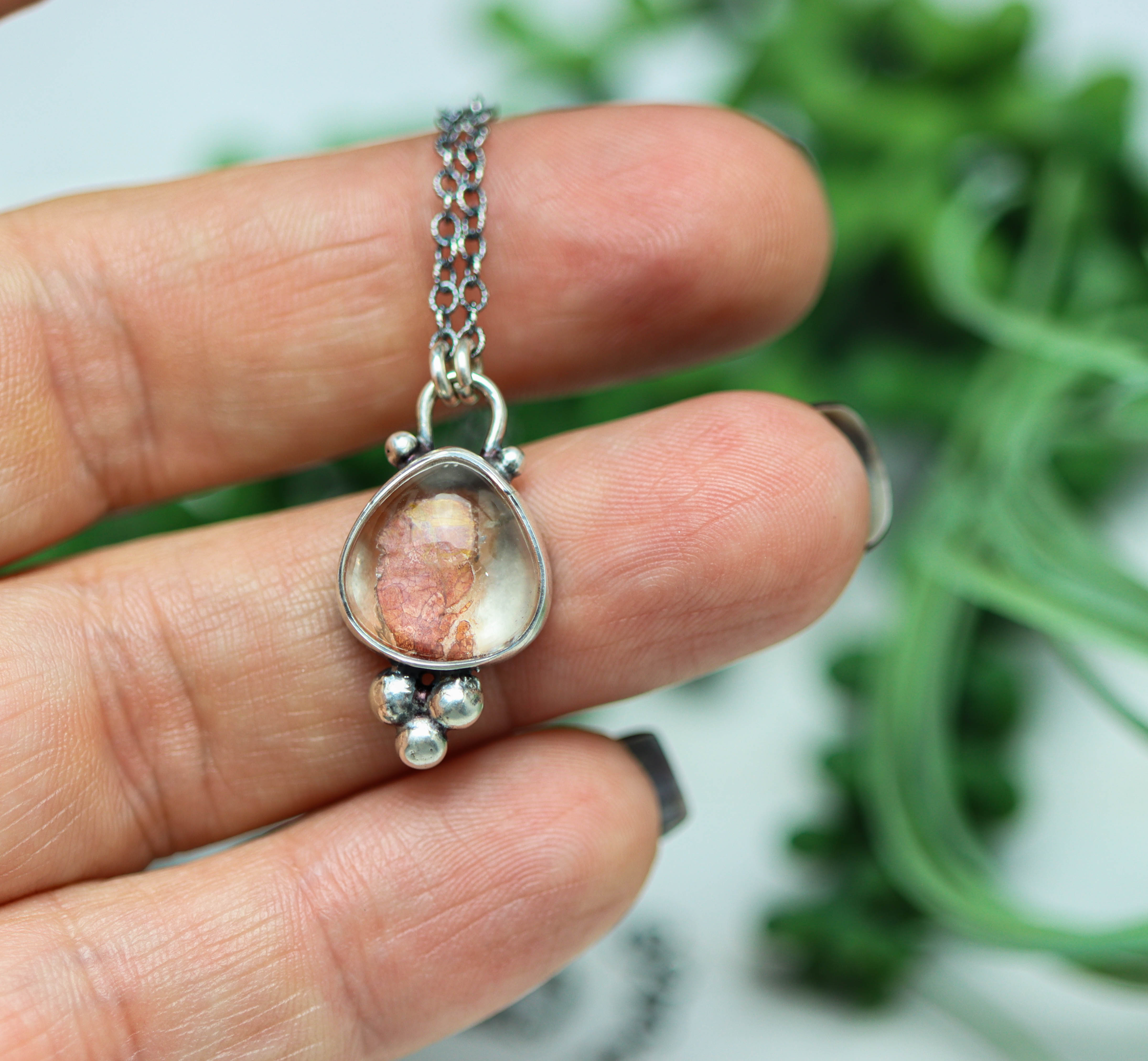 Marcasite in Quartz Petite Pendant Necklace in Sterling Silver