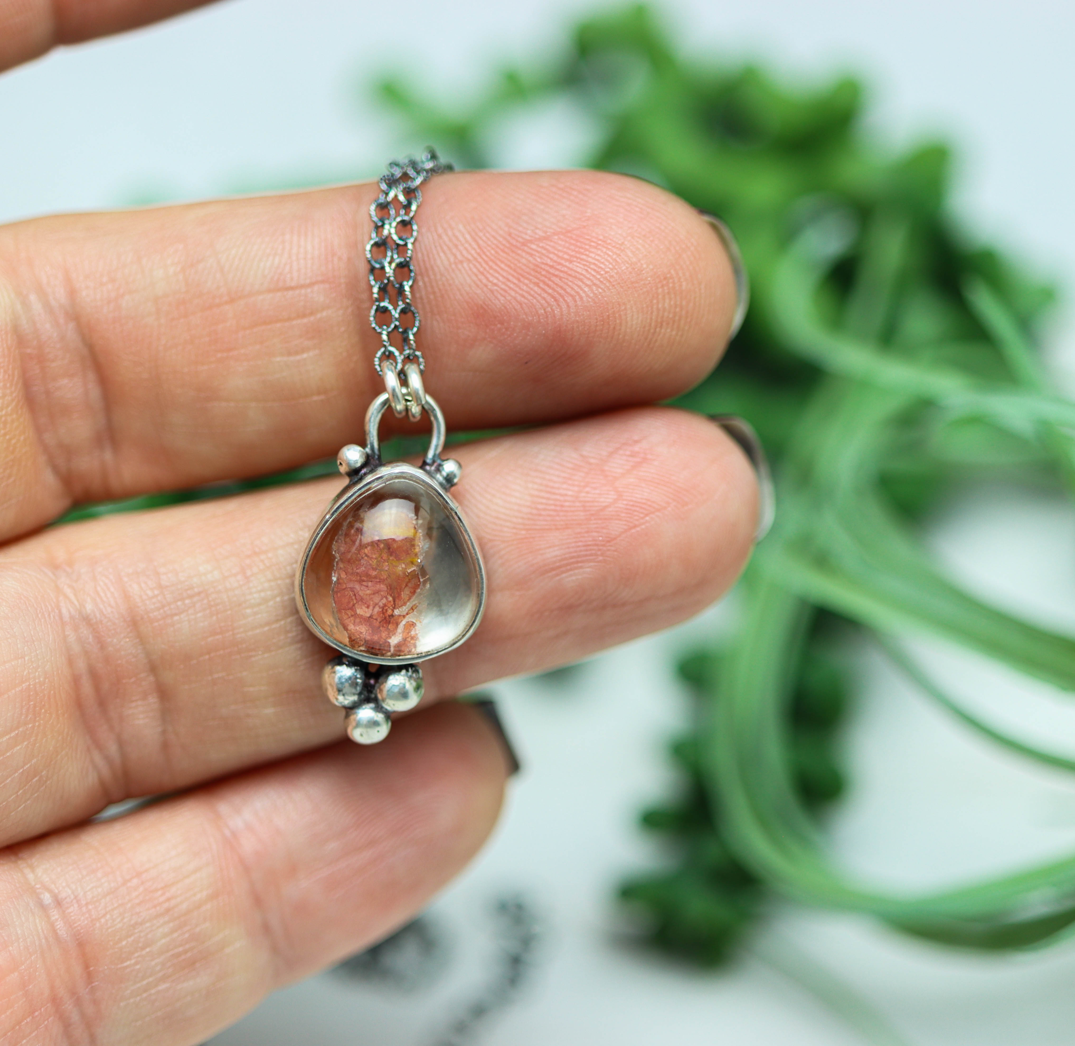 Marcasite in Quartz Petite Pendant Necklace in Sterling Silver