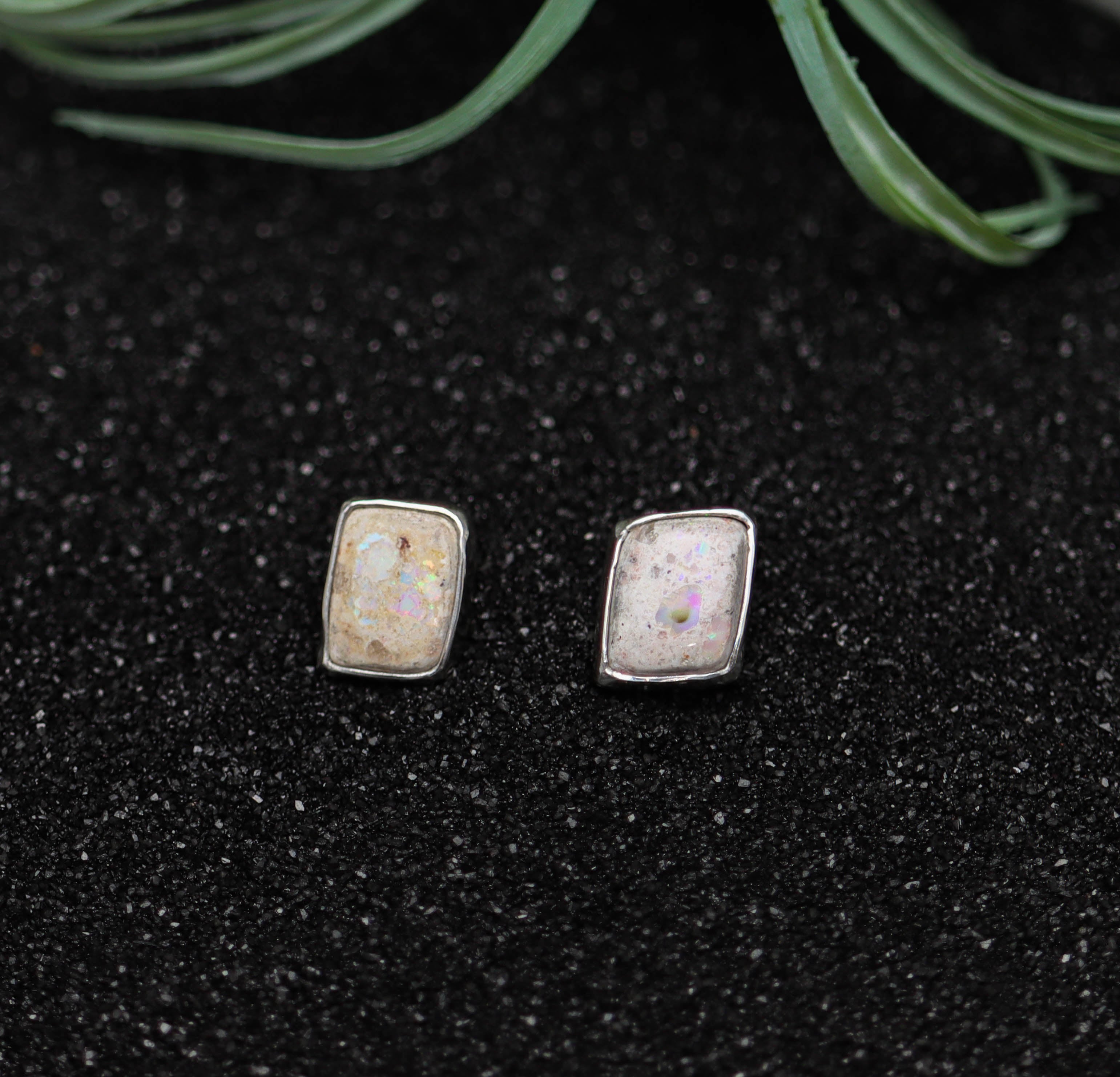 Mexican Fire Opal Stud Earrings Sterling Silver