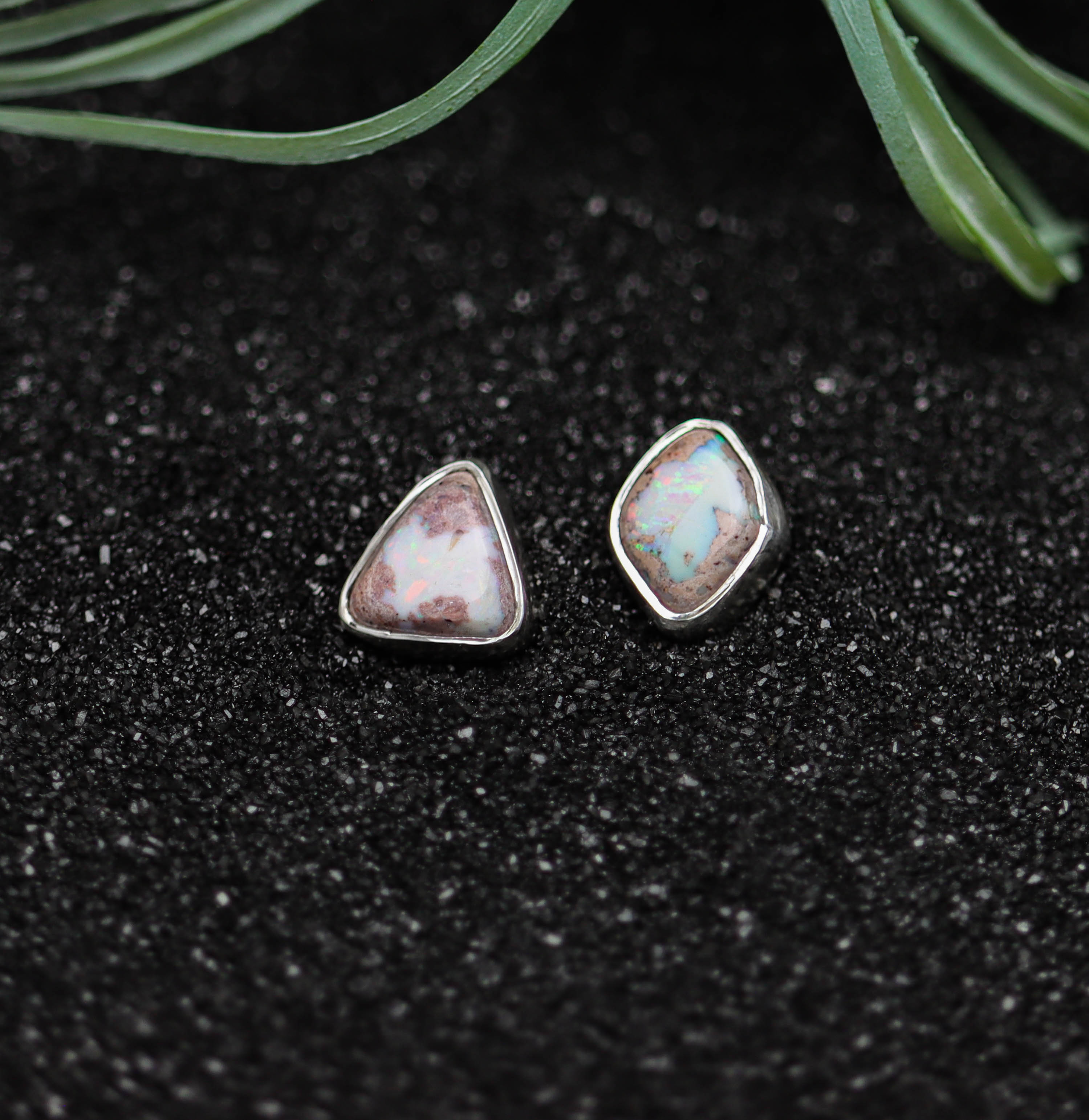 Mexican Fire Opal Stud Earrings Sterling Silver