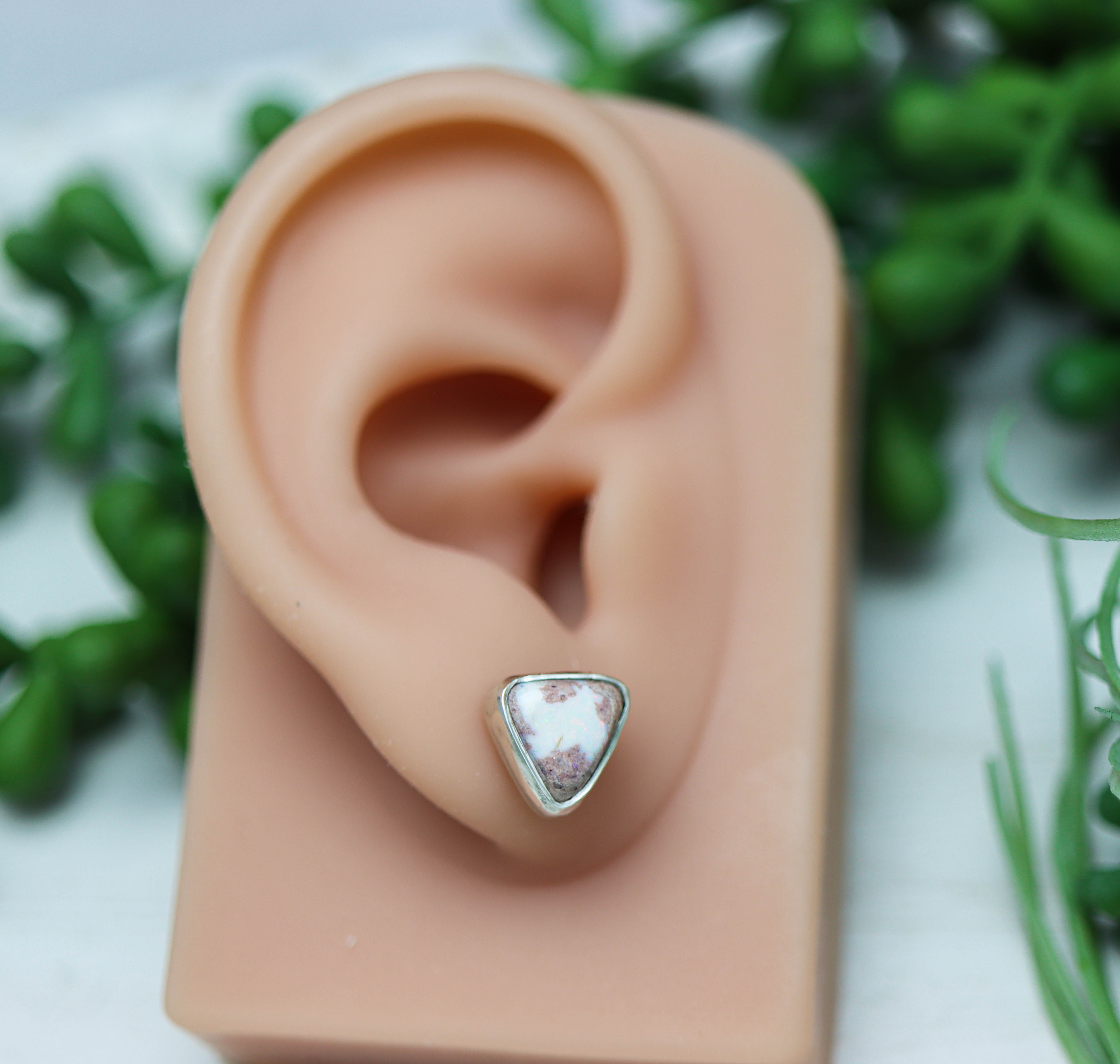 Mexican Fire Opal Stud Earrings Sterling Silver