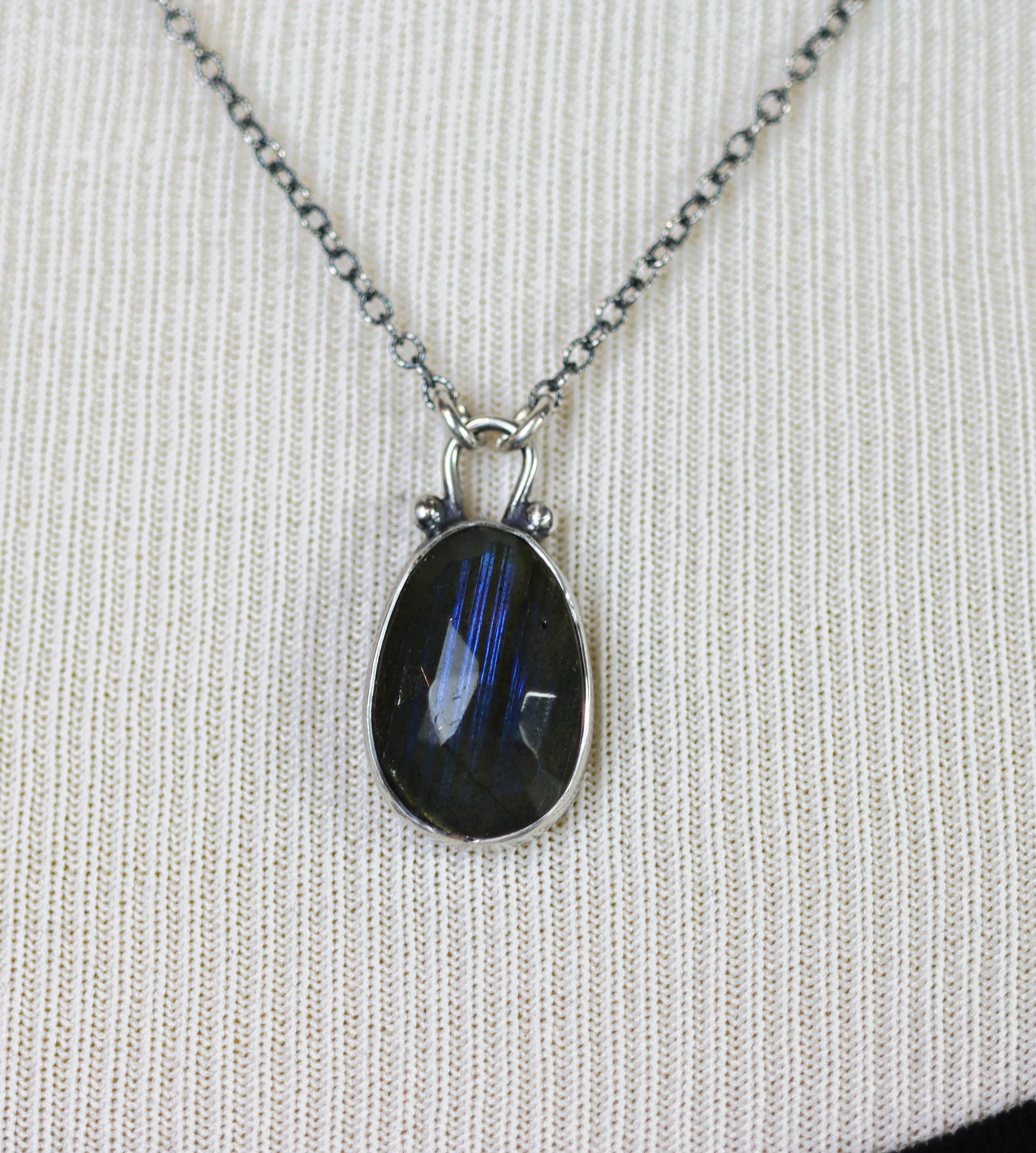 Labradorite Petite Pendant Necklace Sterling Silver