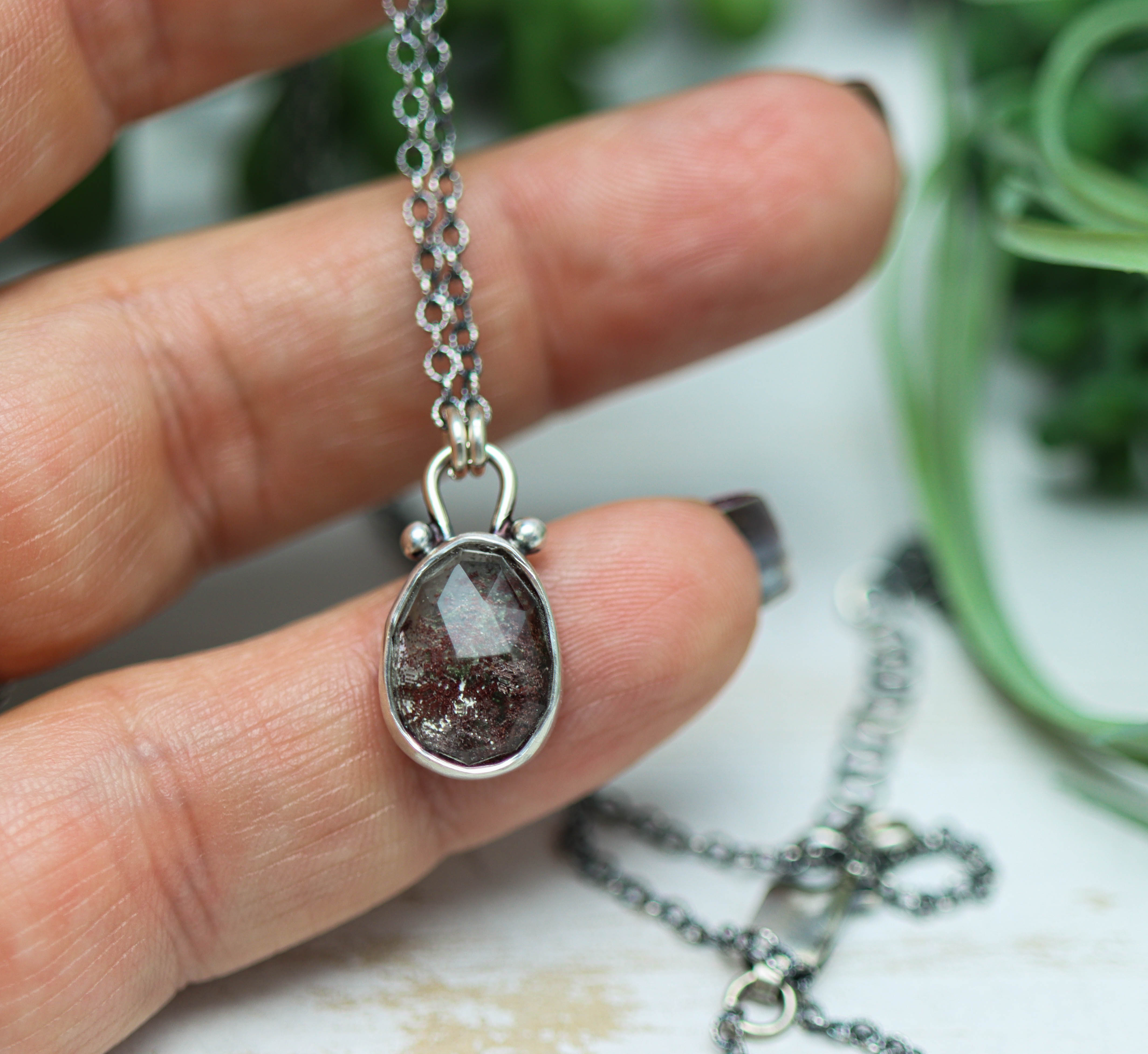 Garden Quartz Petite Pendant Necklace in Sterling Silver