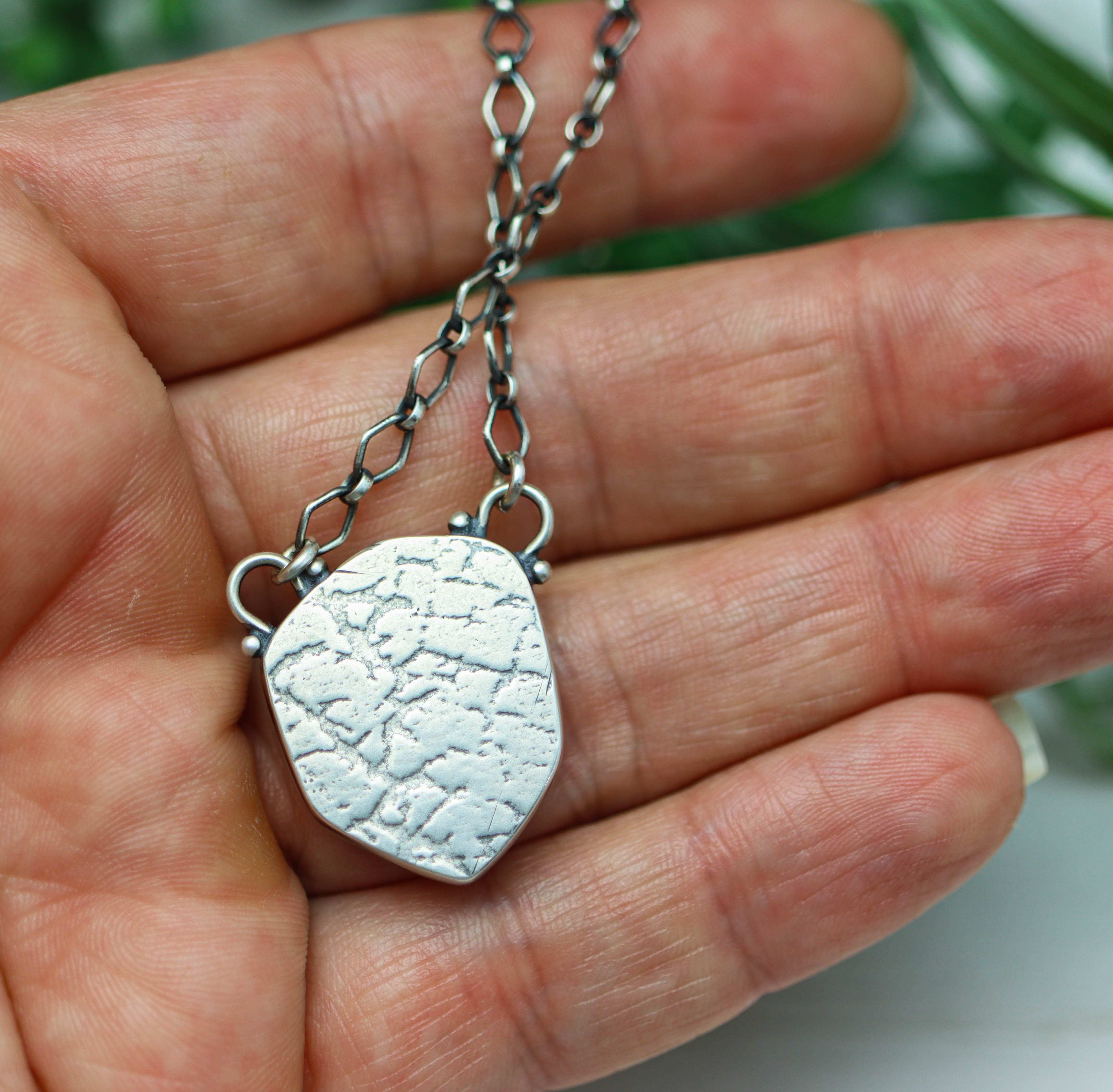 Raw Pink Tourmaline Slice Pendant Necklace Sterling Silver