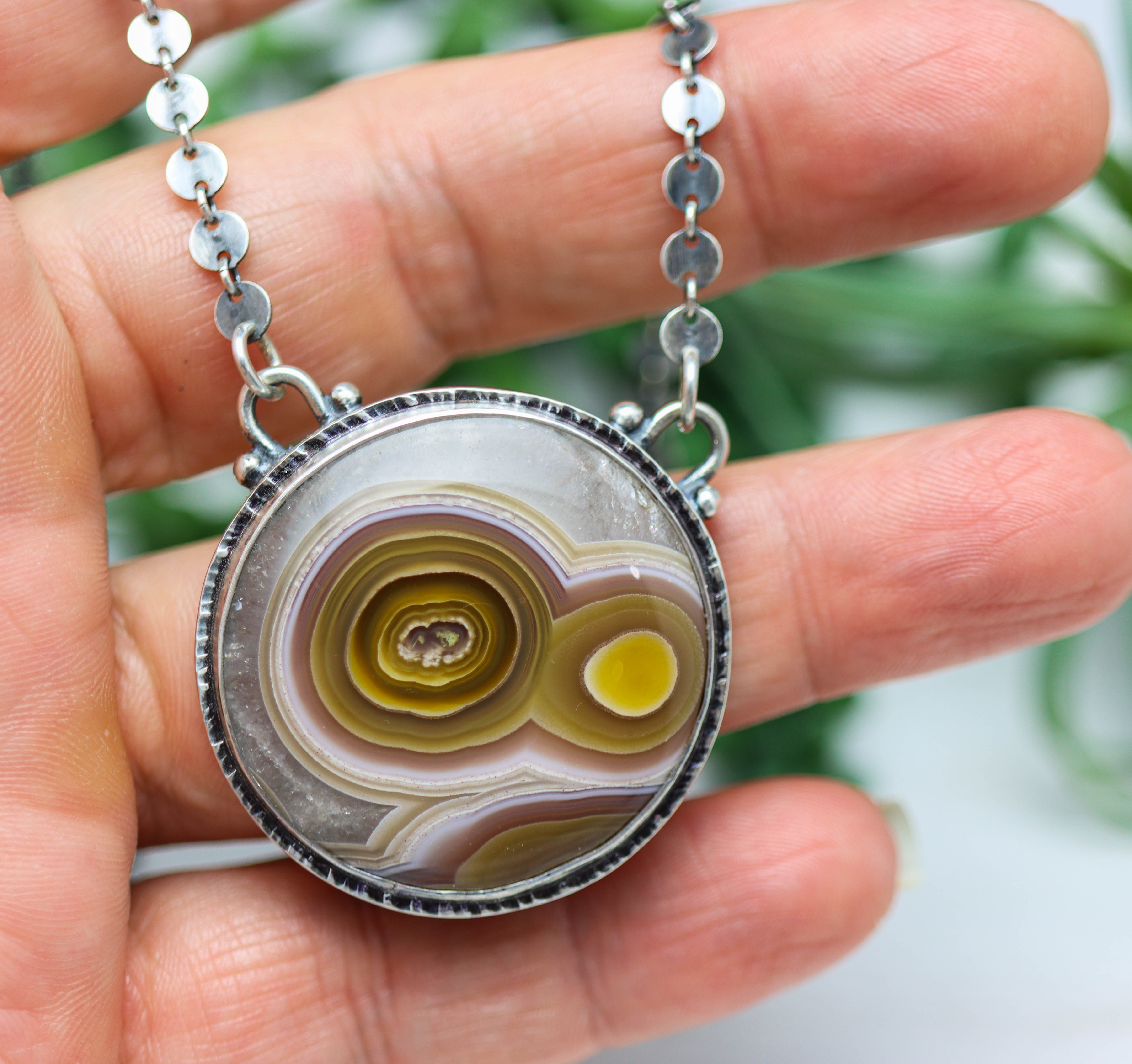 Laguna Agate  Statement Necklace Sterling Silver