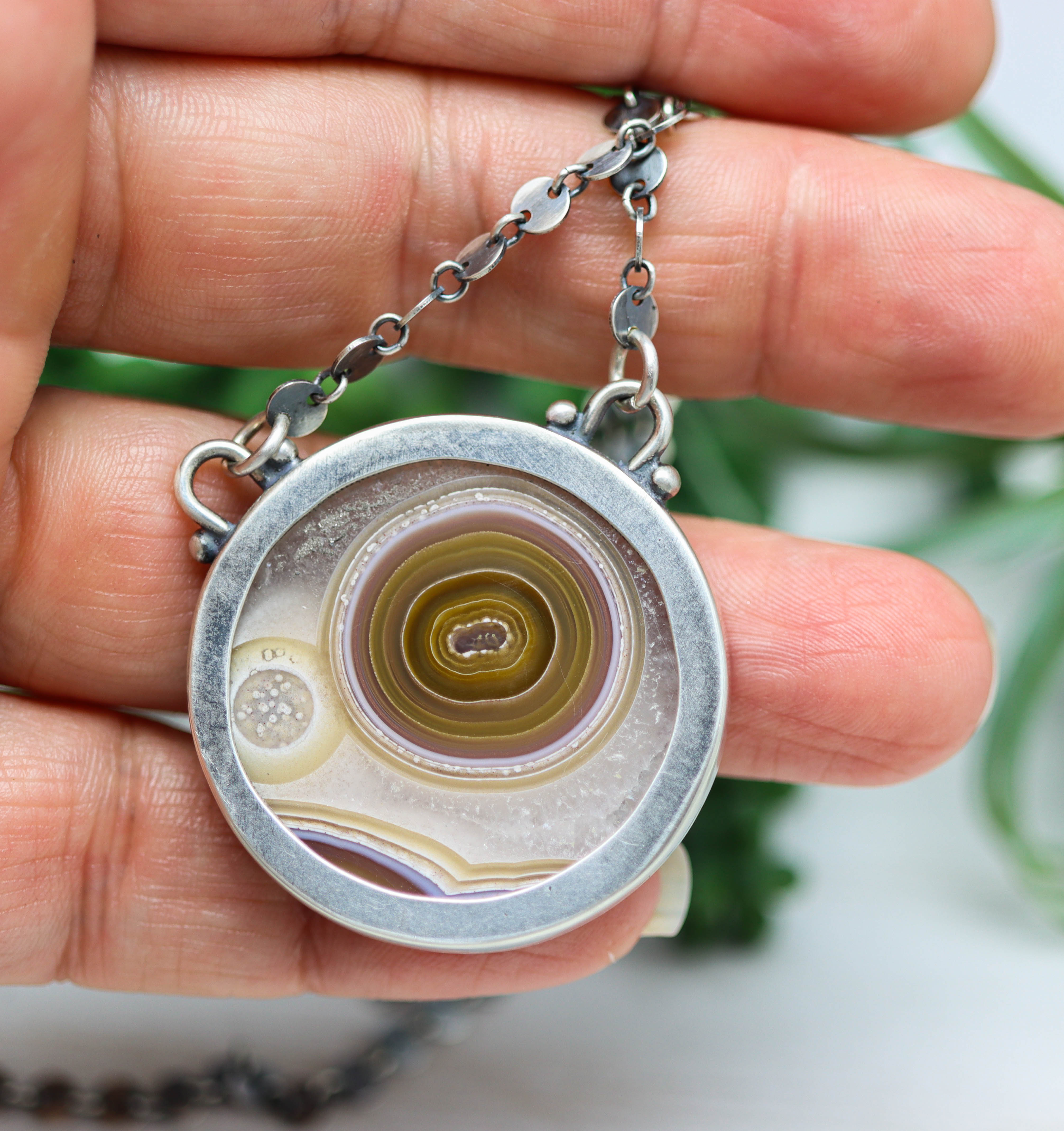 Laguna Agate Statement Necklace Sterling Silver