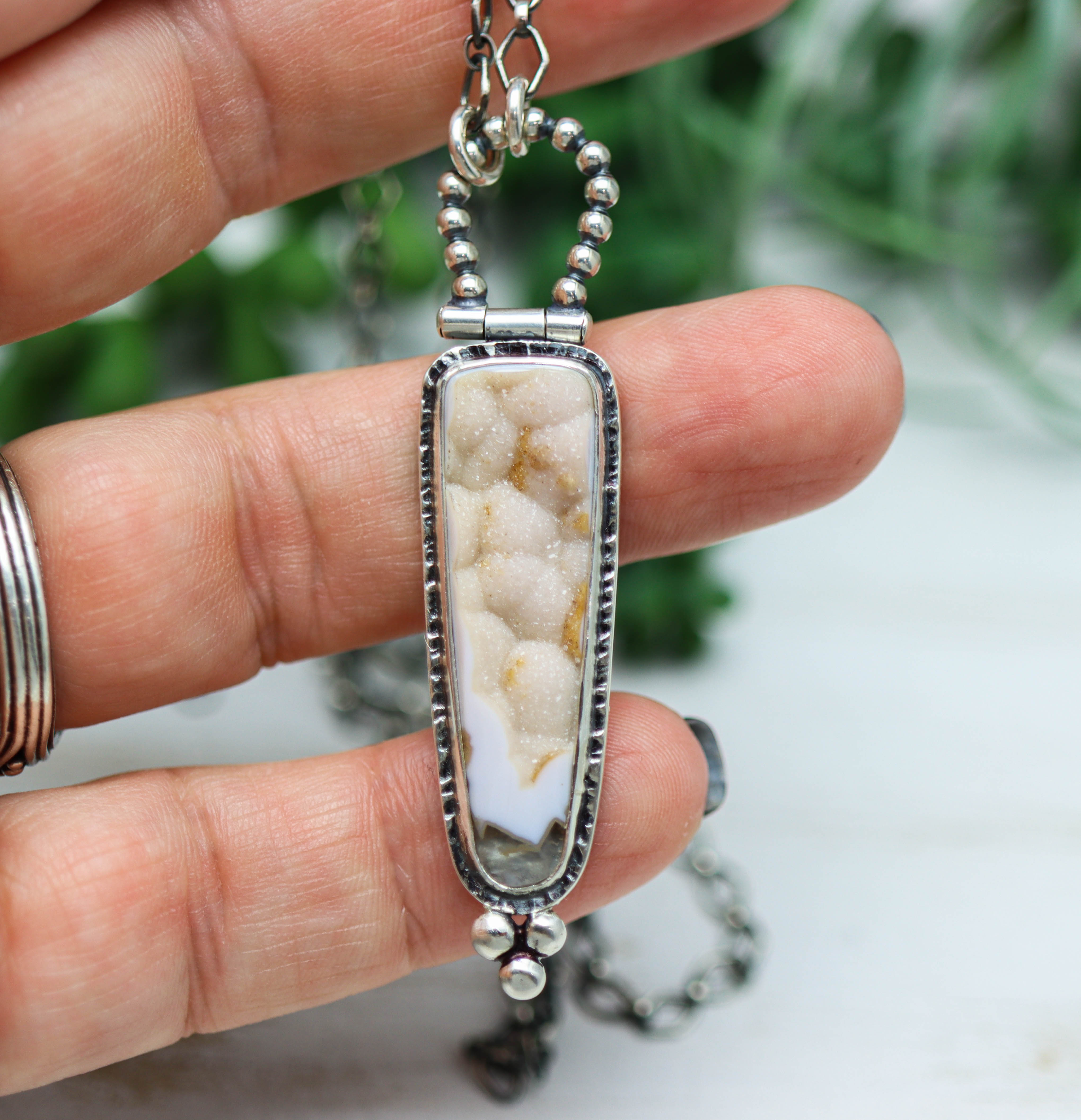 Botryoidal Druzy Agate Sterling Silver Necklace & Earring Set