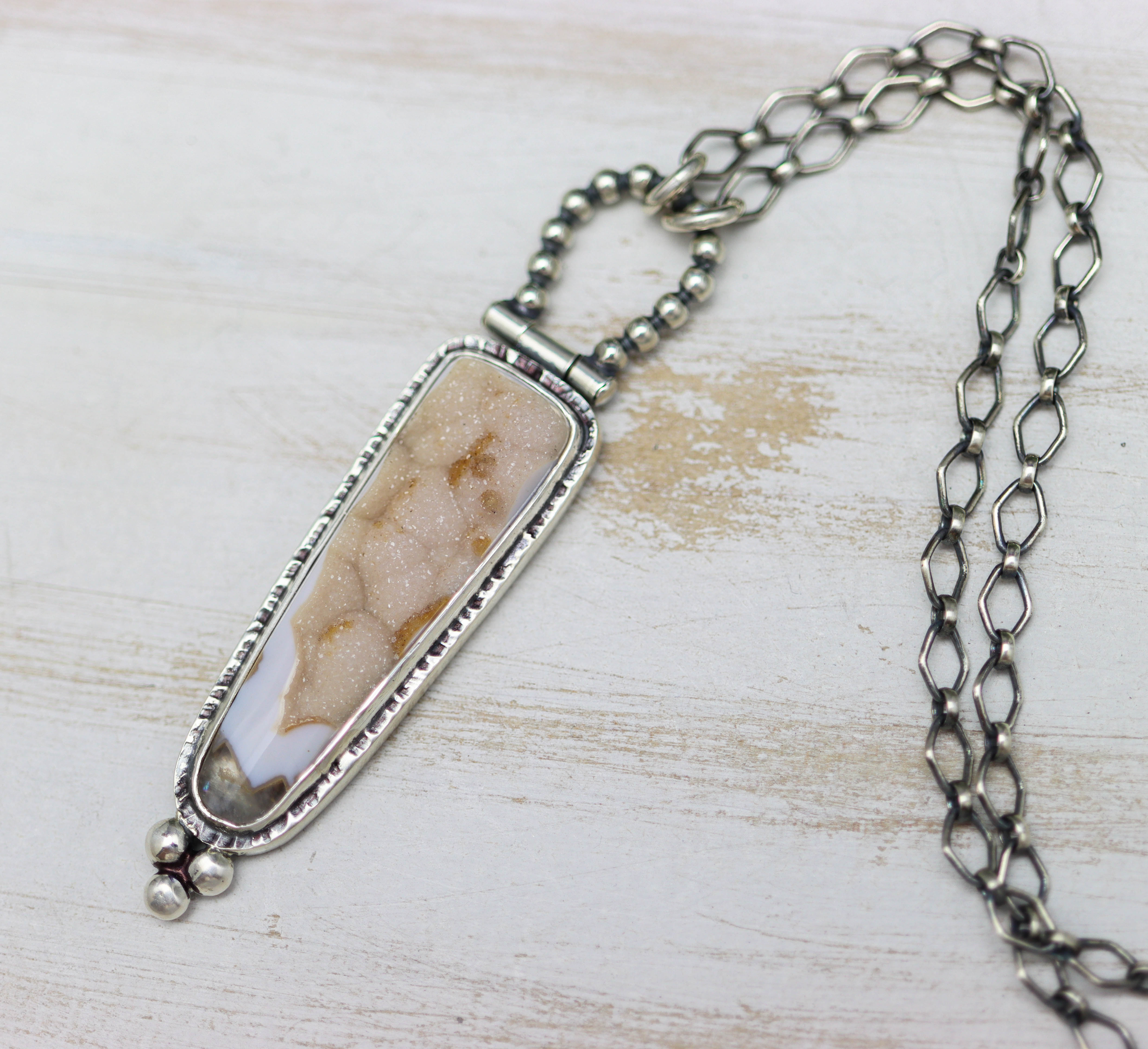 Botryoidal Druzy Agate Sterling Silver Necklace & Earring Set