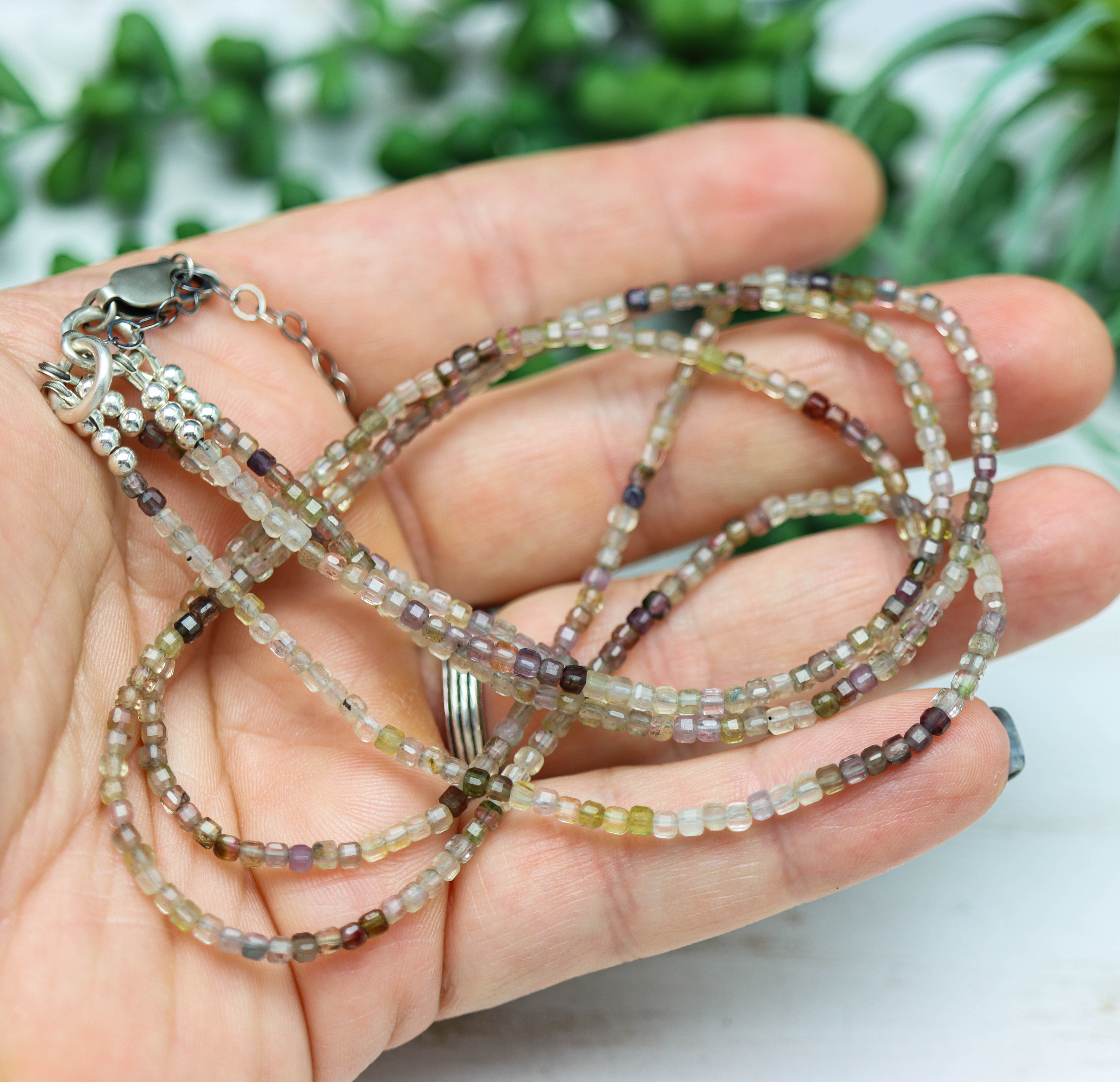 Multicolor Spinel Double Strand Necklace – Sterling Silver