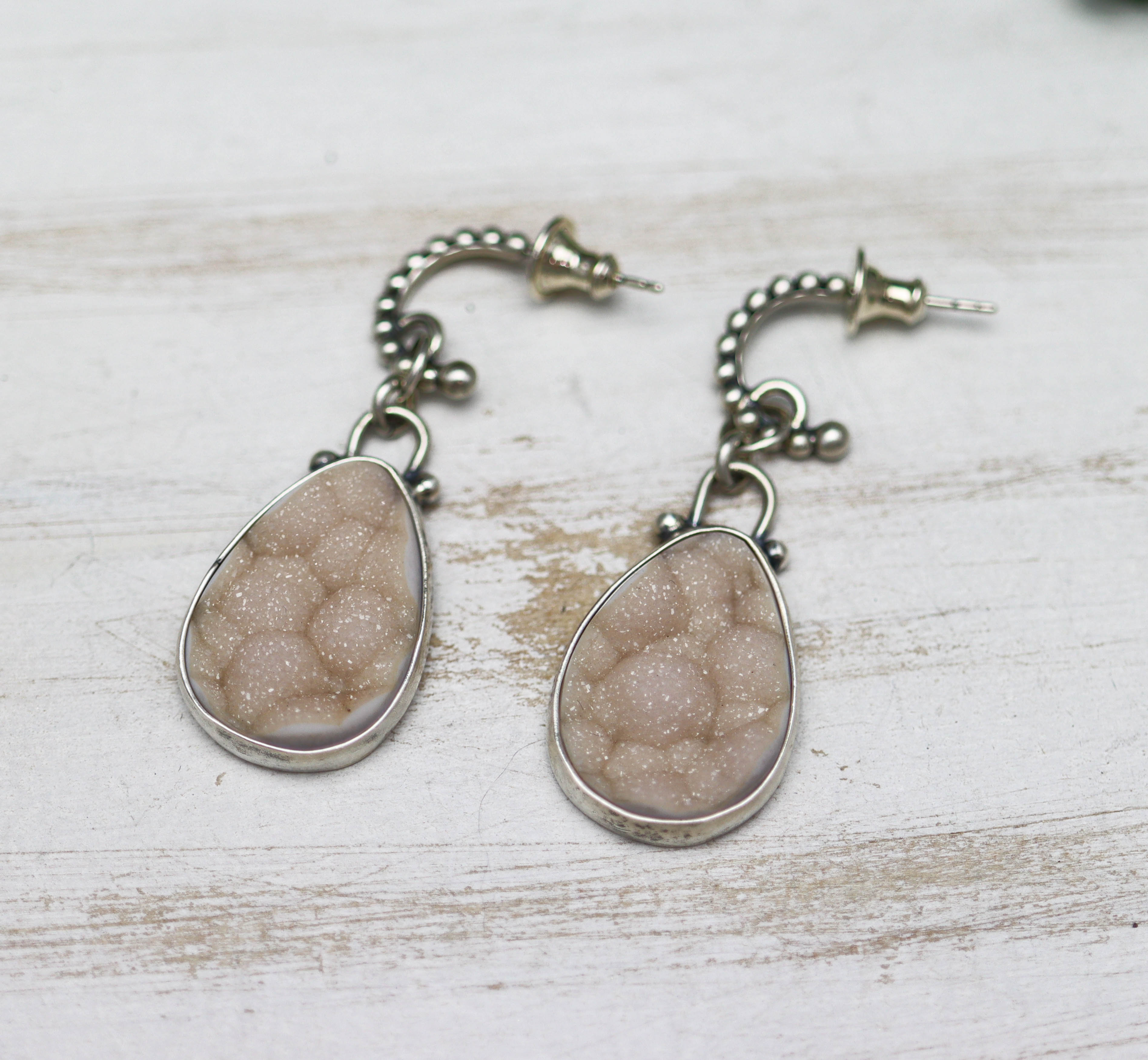 Botryoidal Druzy Agate Sterling Silver Necklace & Earring Set