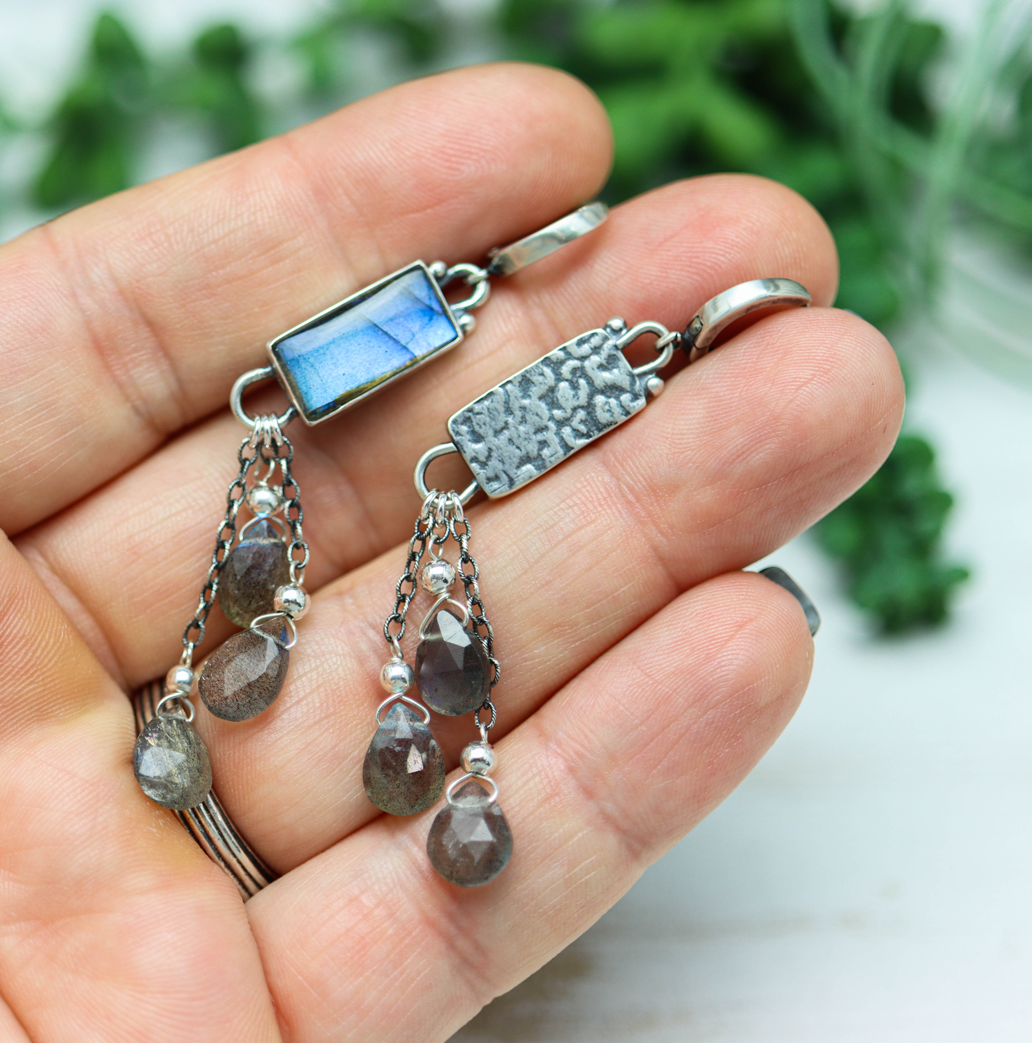 Labradorite Sterling Silver Dangle Earrings