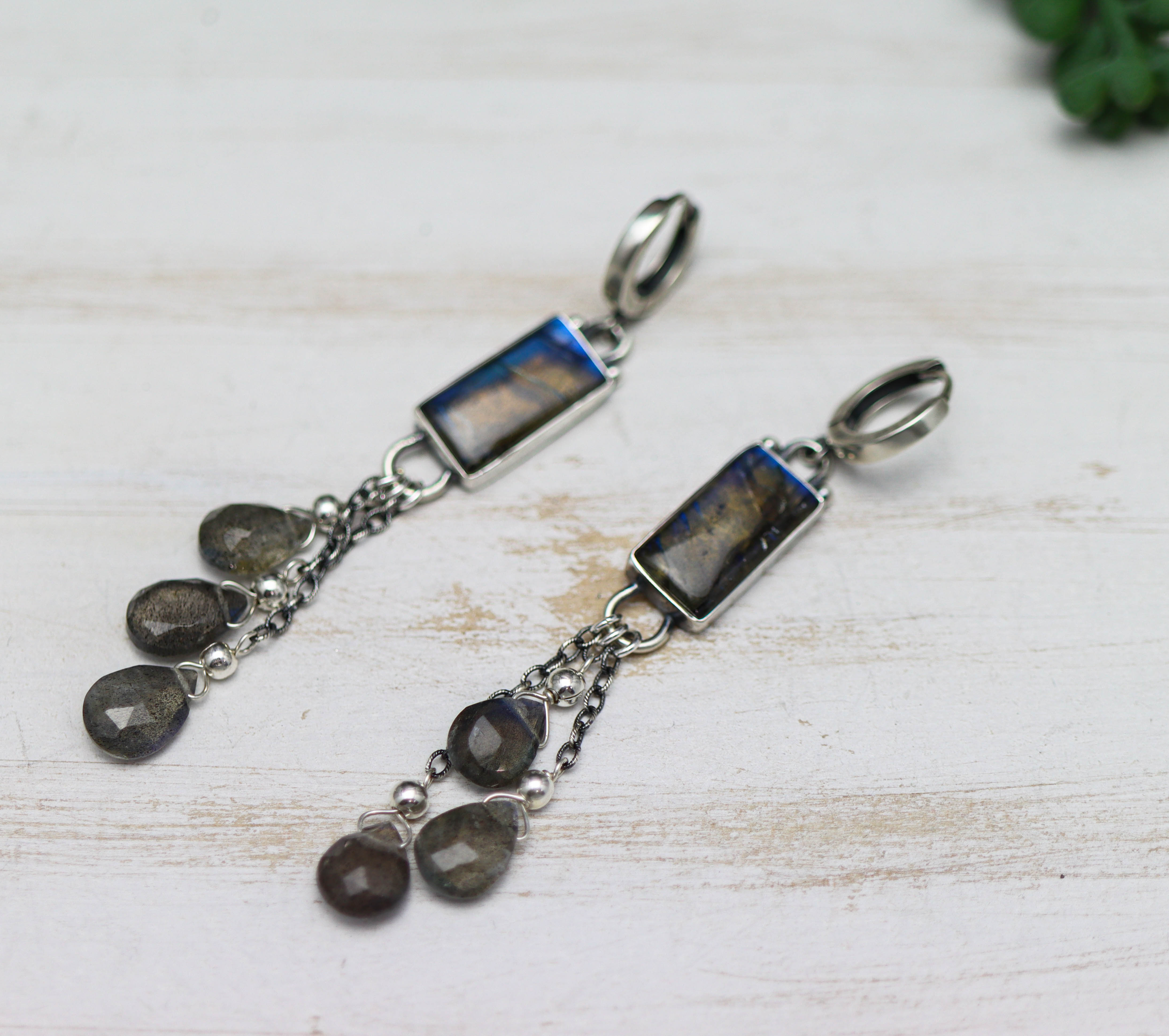Labradorite Sterling Silver Dangle Earrings