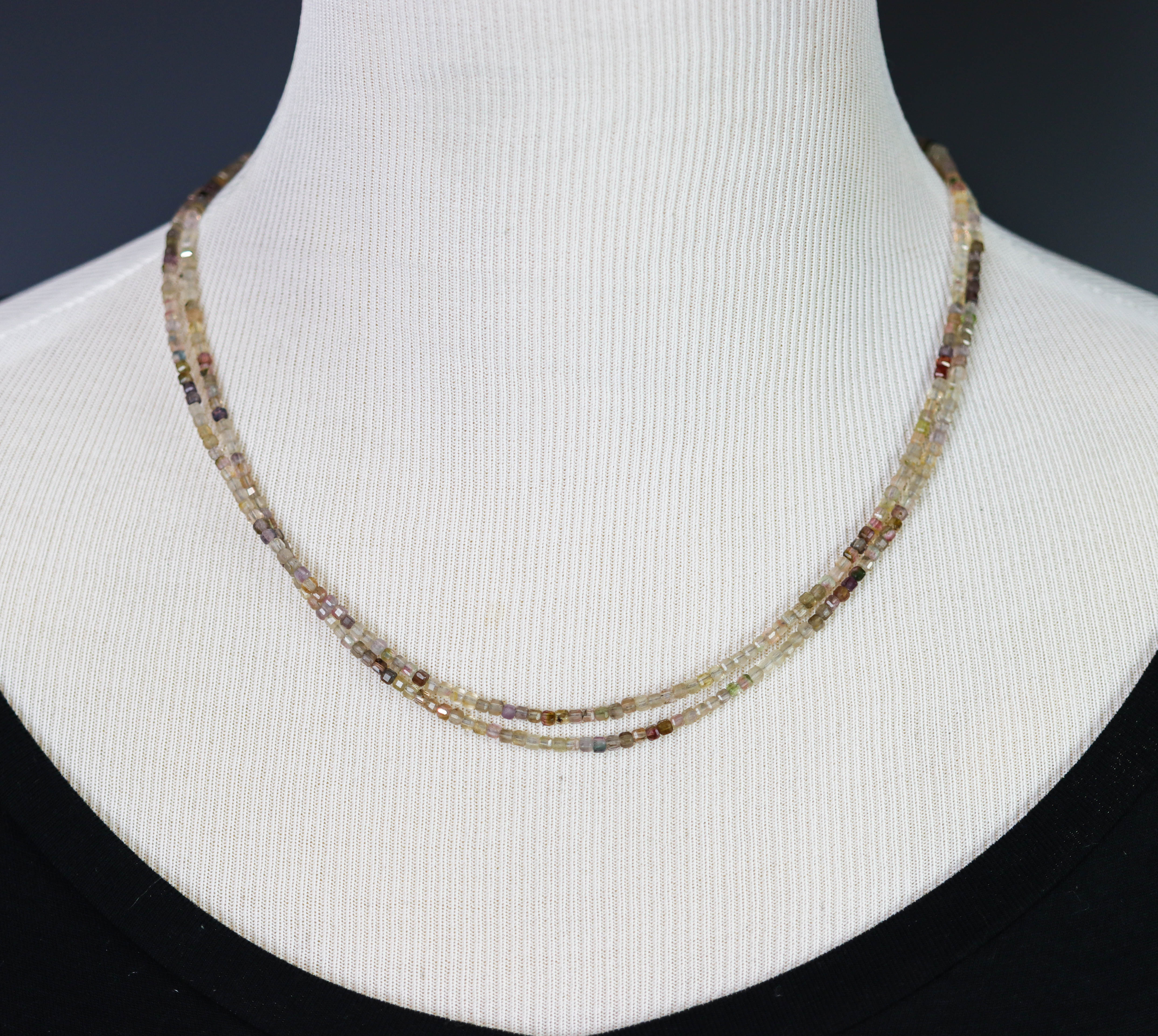Multicolor Spinel Double Strand Necklace – Sterling Silver