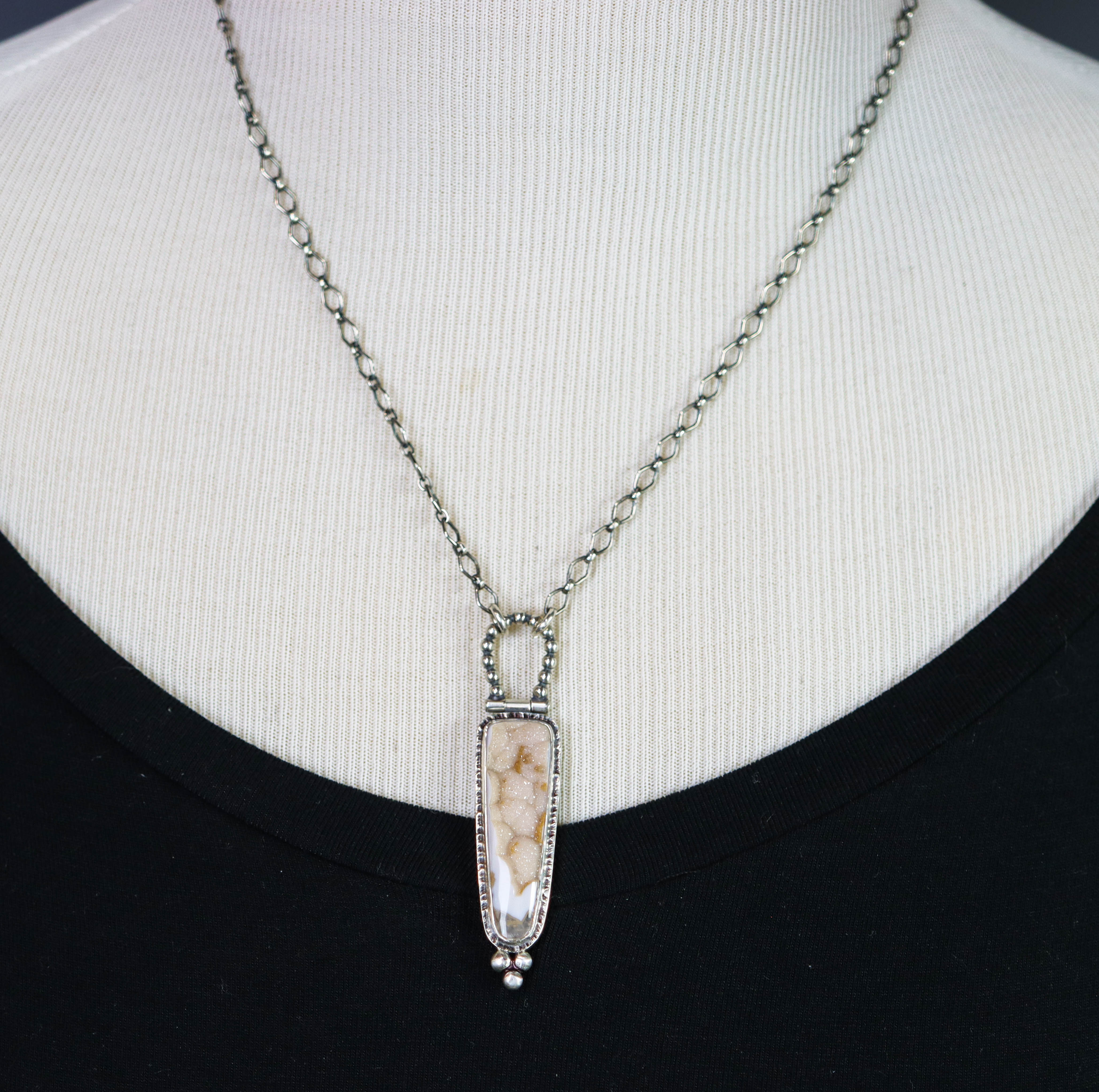 Botryoidal Druzy Agate Sterling Silver Necklace & Earring Set