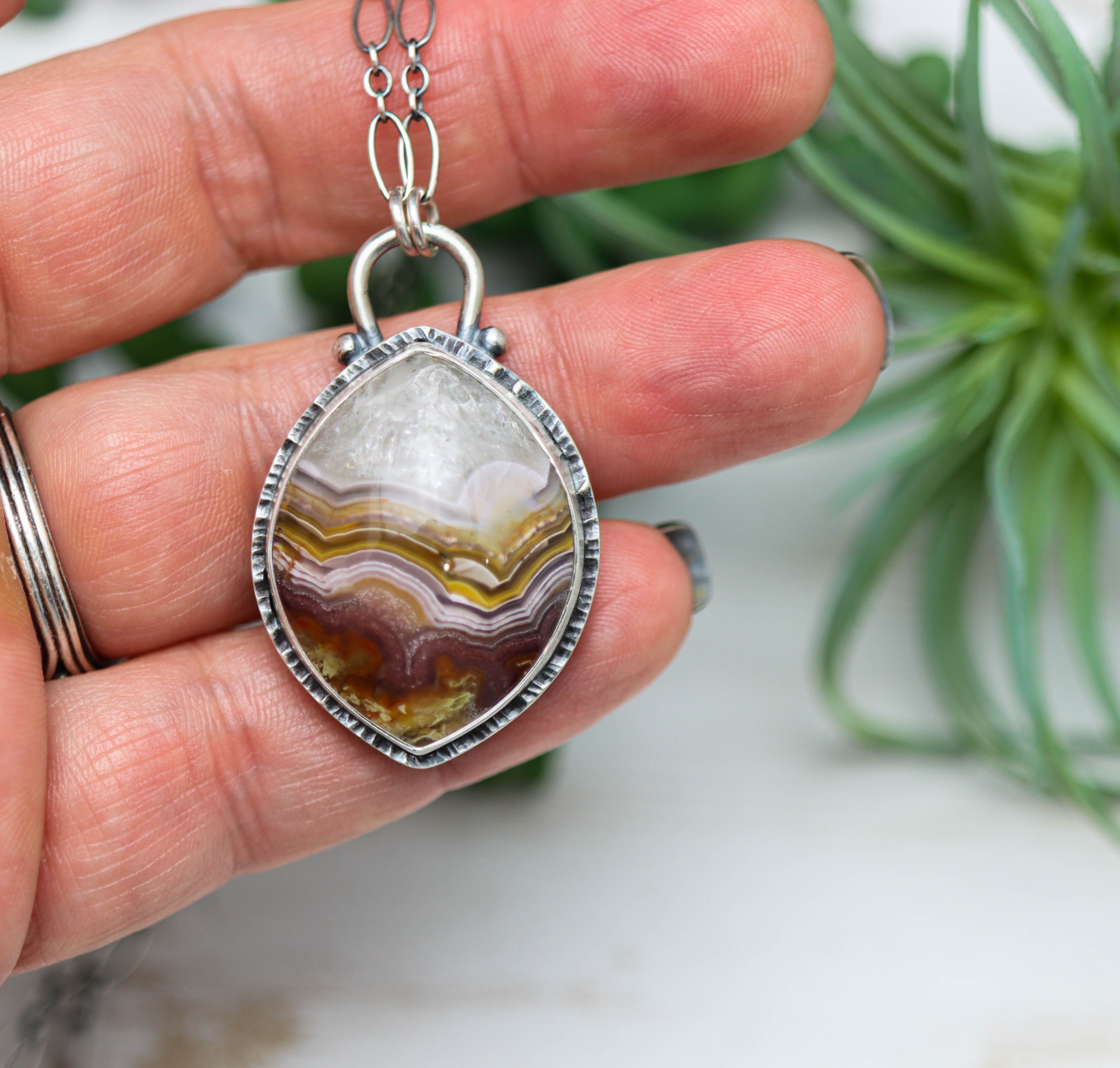 Laguna Agate Pendant Necklace Sterling Silver