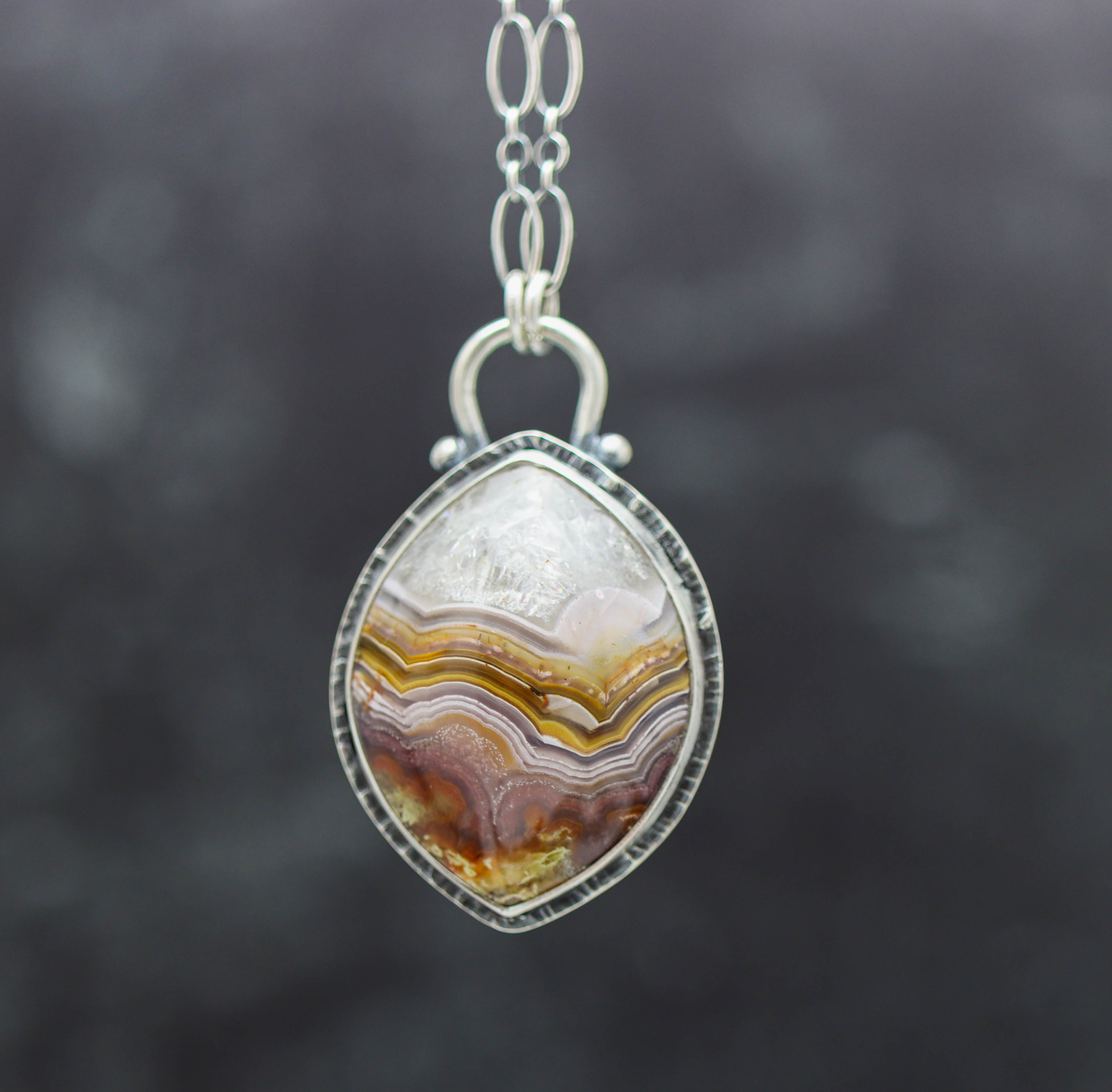 Laguna Agate Pendant Necklace Sterling Silver