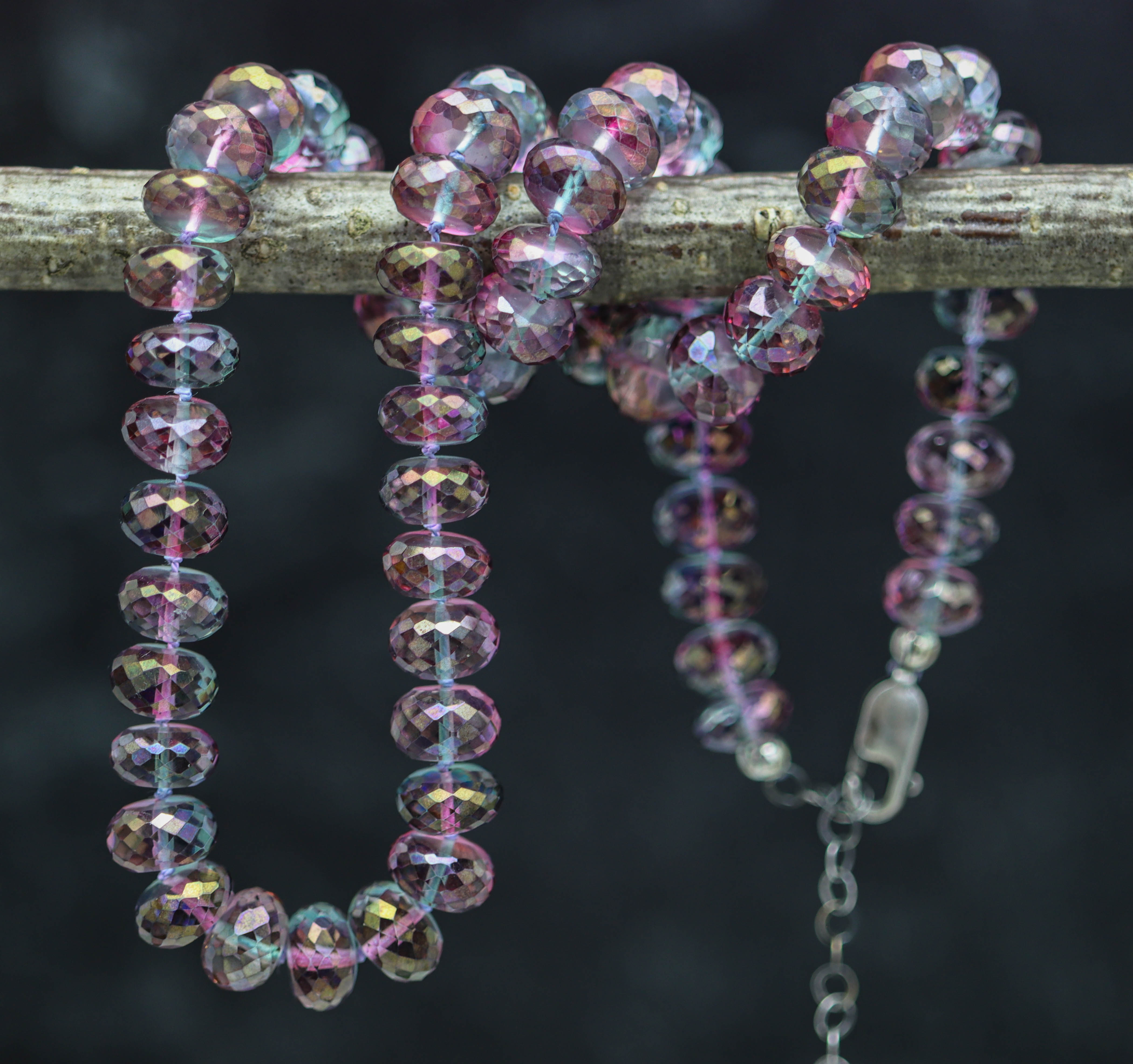 Color-Play Quartz Hand-Knotted Strand Necklace in Sterling Silver