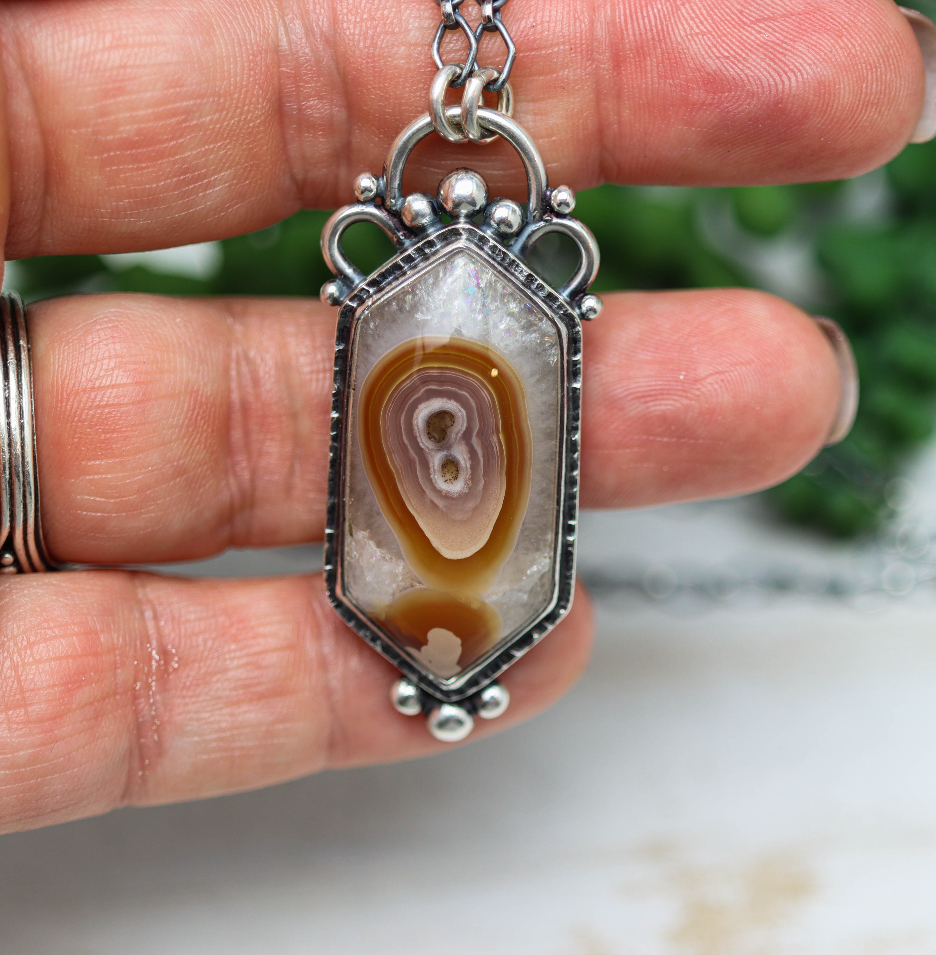 Laguna Agate Pendant Necklace Sterling Silver