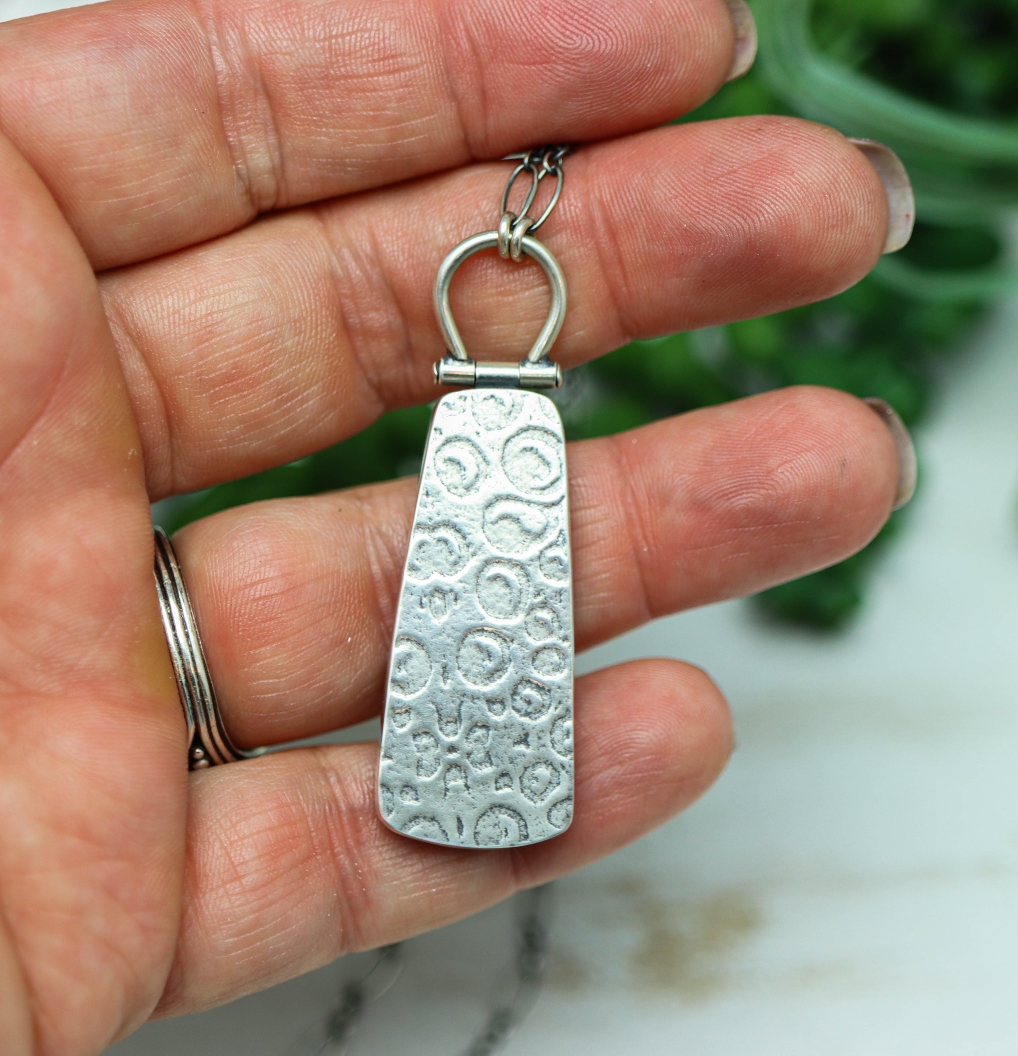 Orbicular Jasper Pendant Necklace Sterling Silver