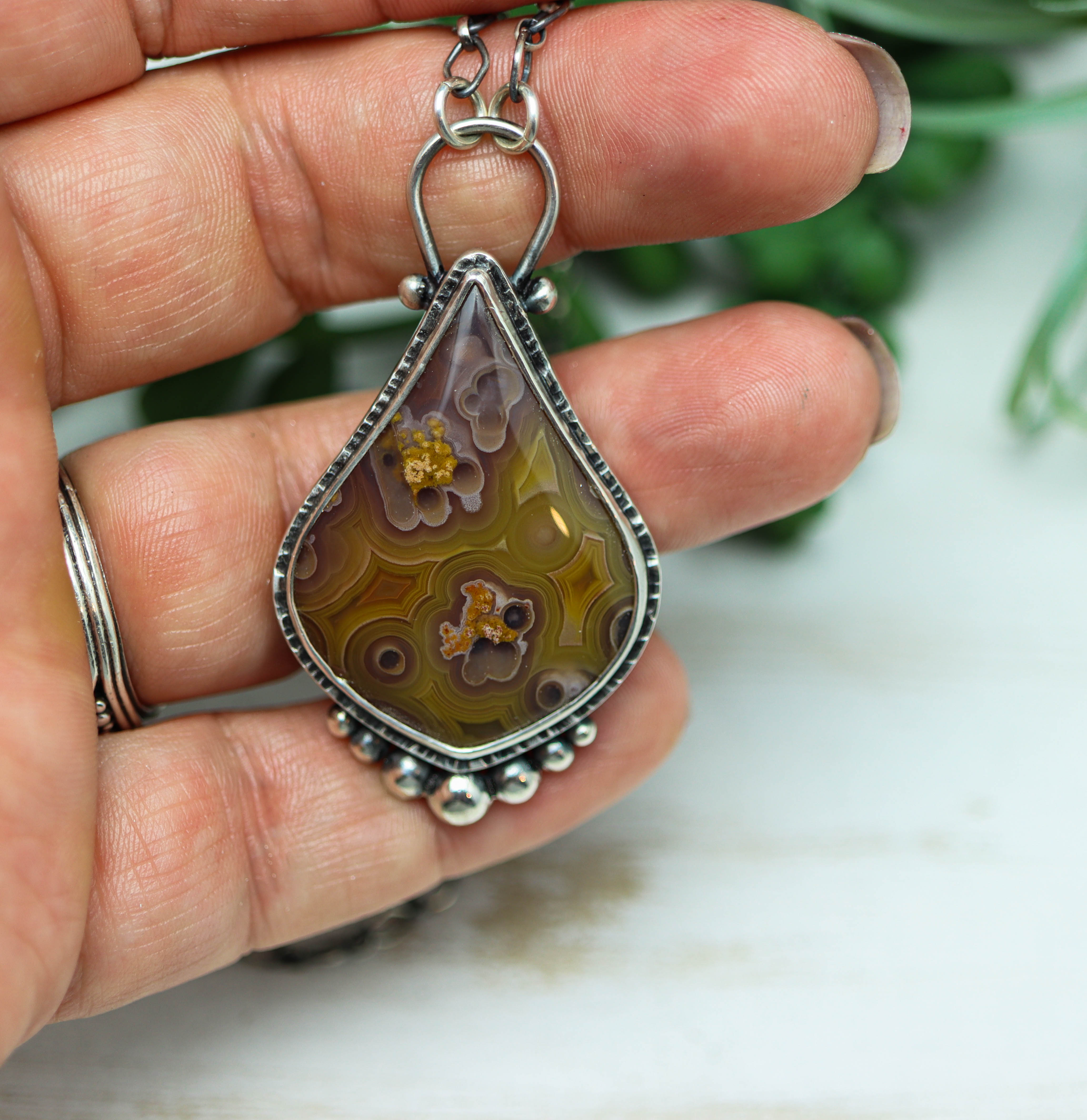 Laguna Agate Pendant Necklace Sterling Silver