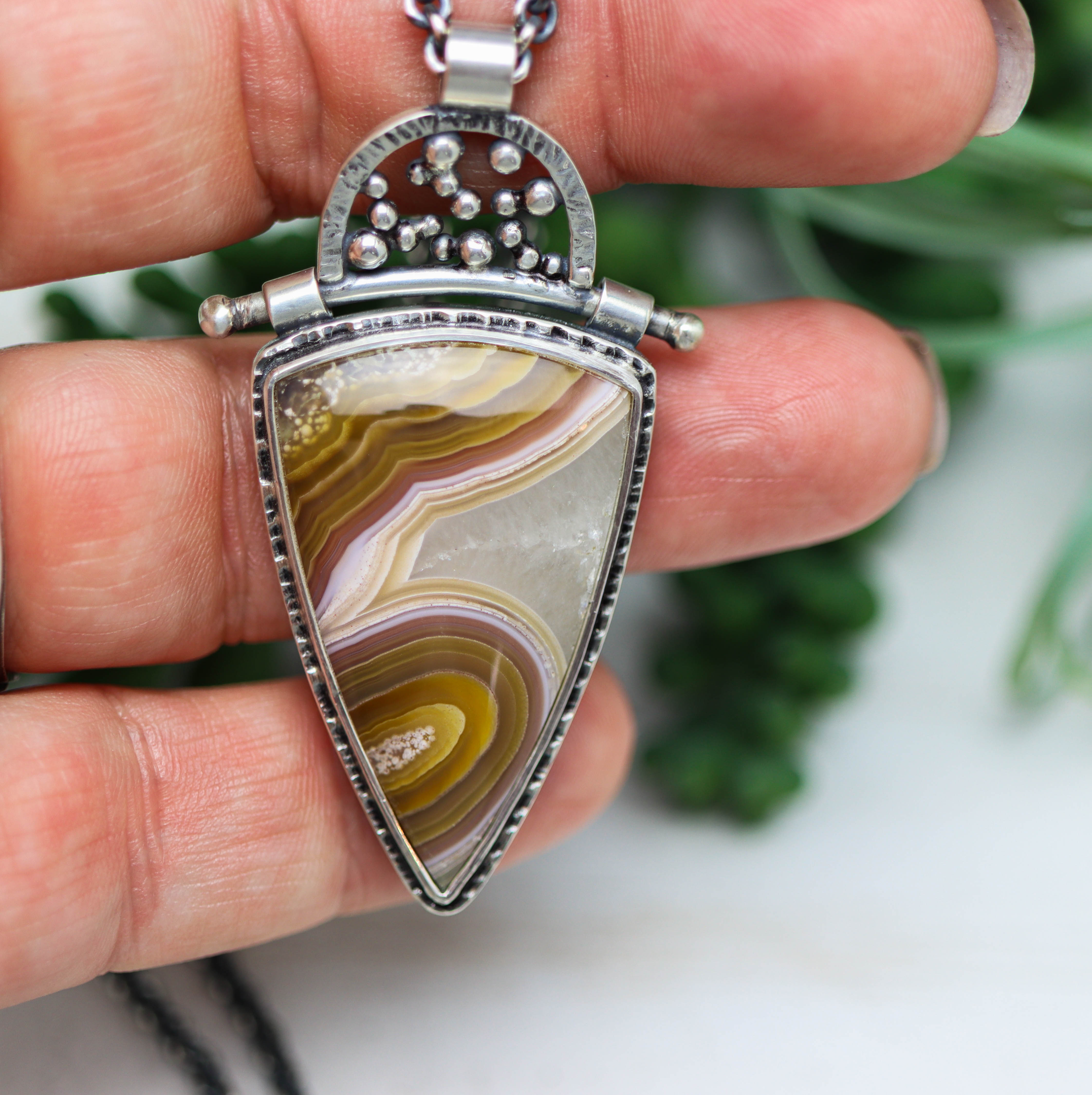 Laguna Agate Pendant Necklace Sterling Silver