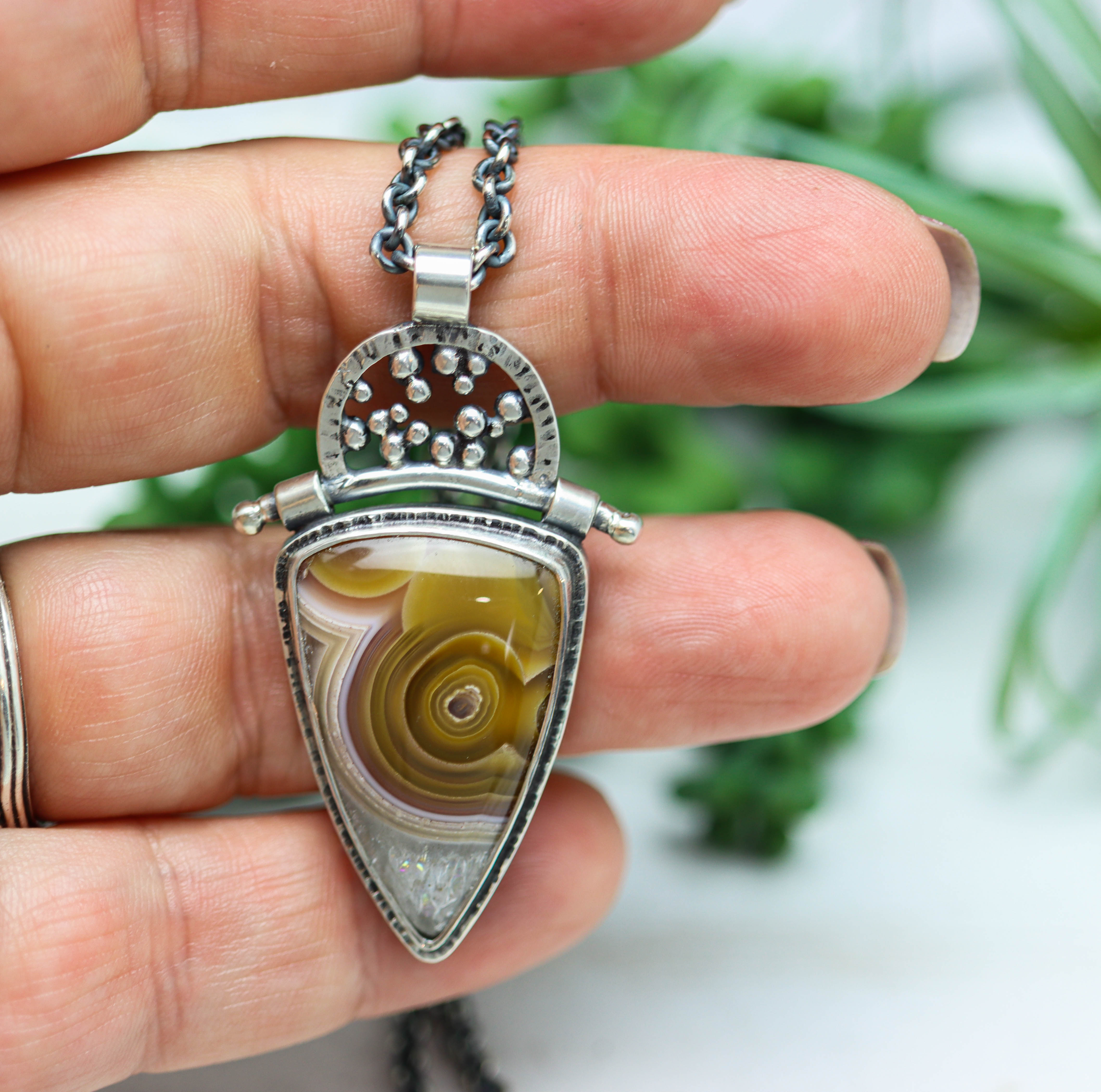 Laguna Agate Pendant Necklace Sterling Silver