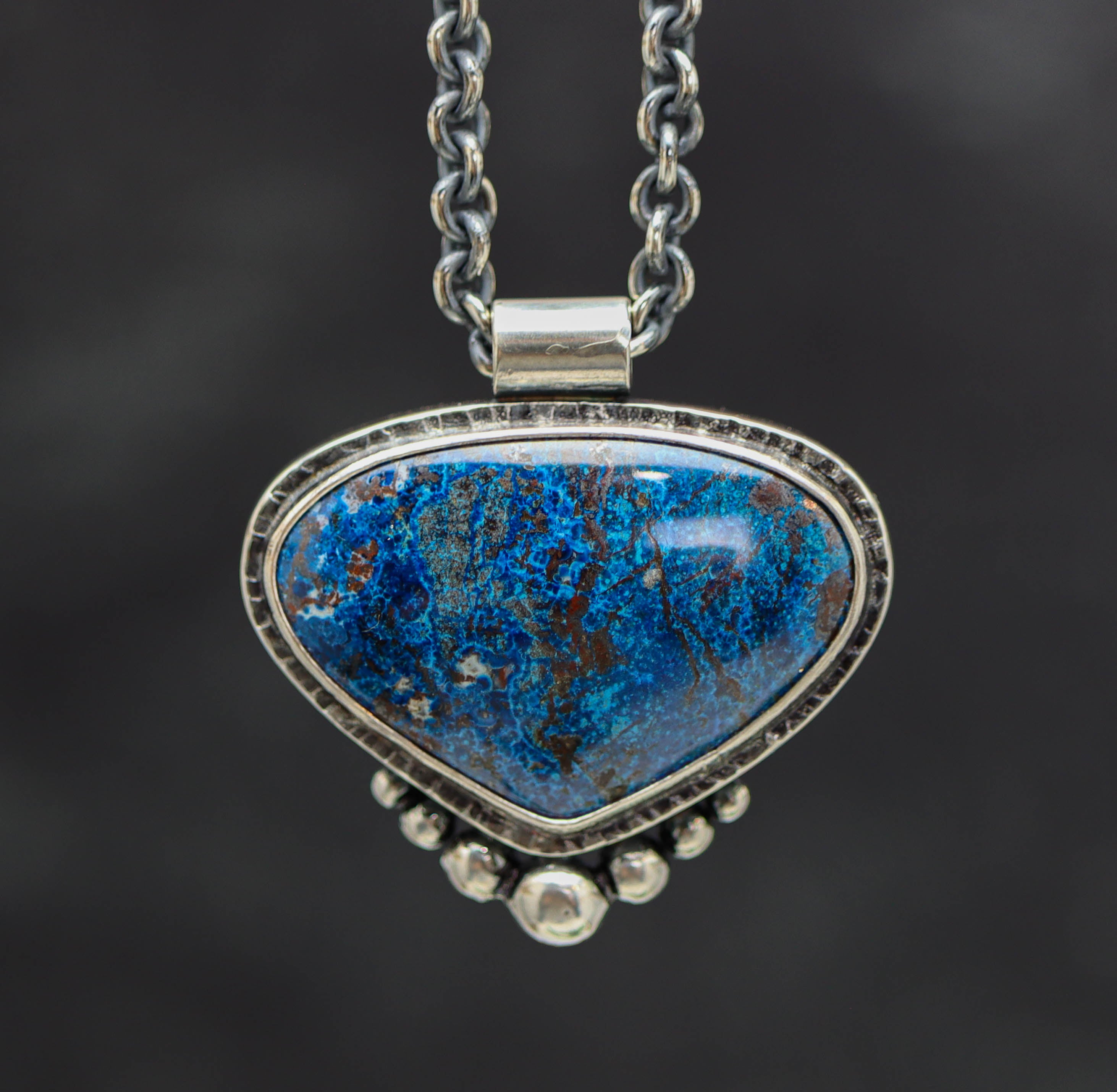 Vivid Blue Shattuckite Pendant Sterling Silver Gemstone Necklace