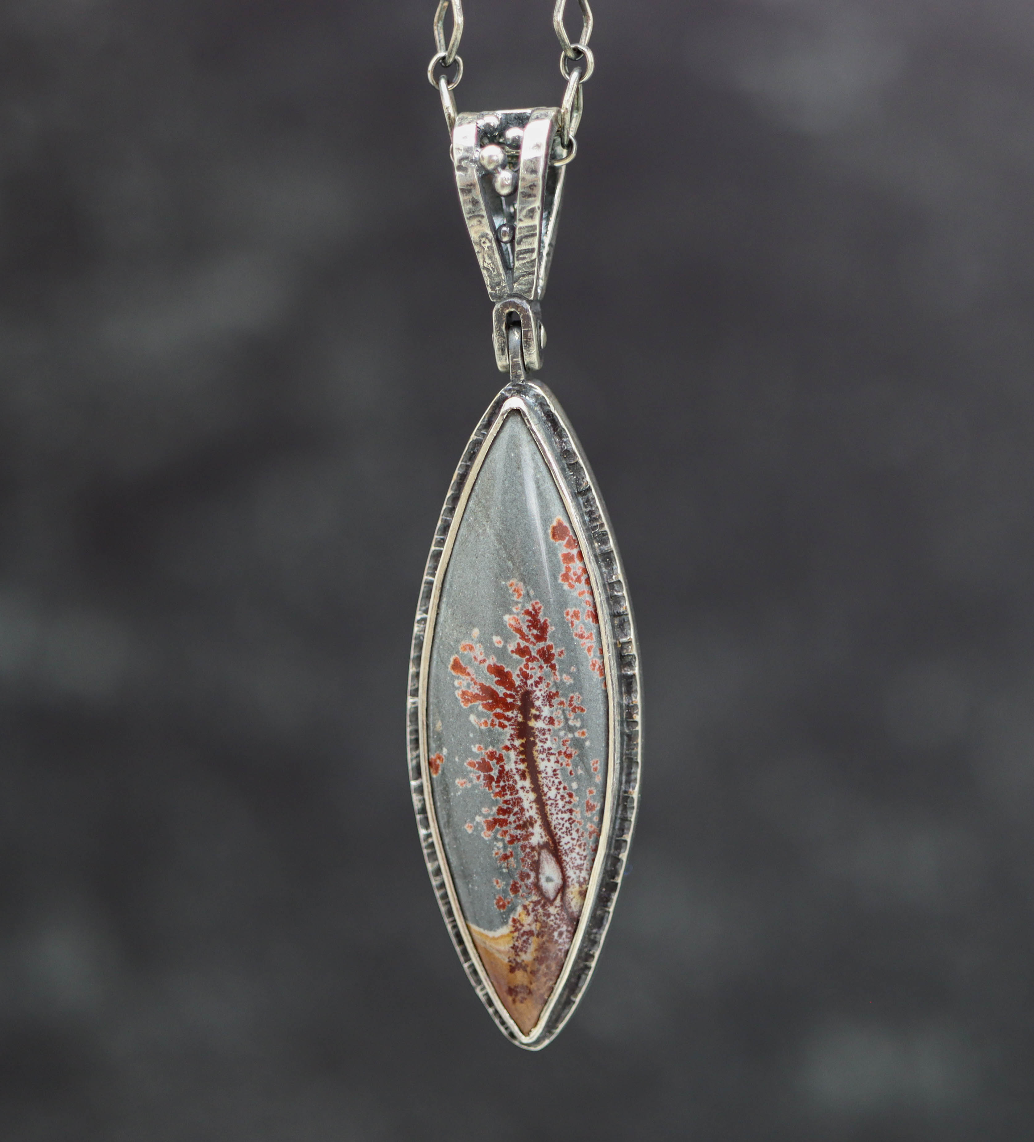 Sonoran Dendritic Rhyolite Jasper One of a Kind Gemstone Necklace Sterling Silver