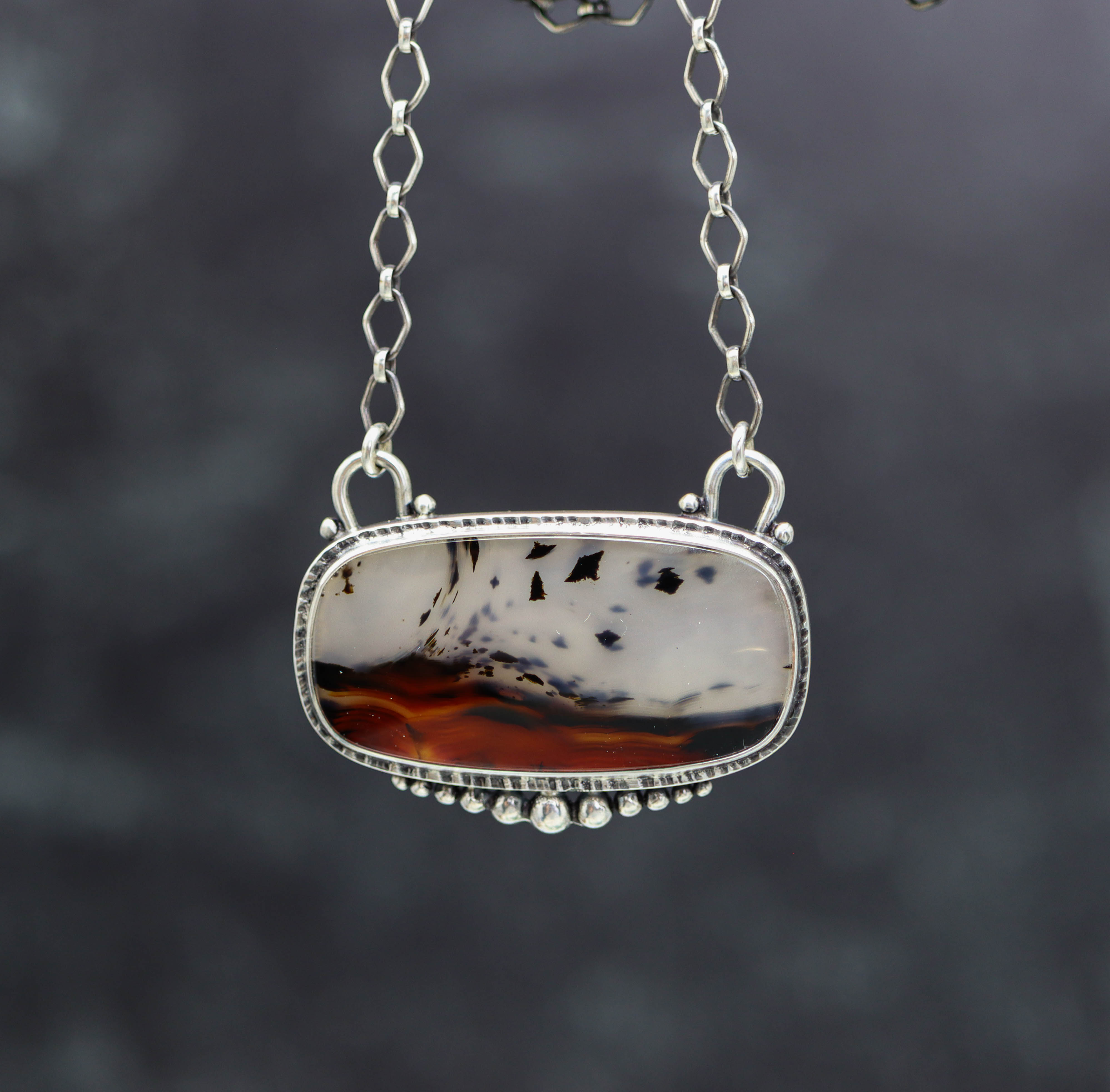 Montana Agate One Of a Kind Gemstone Necklace Sterling Silver