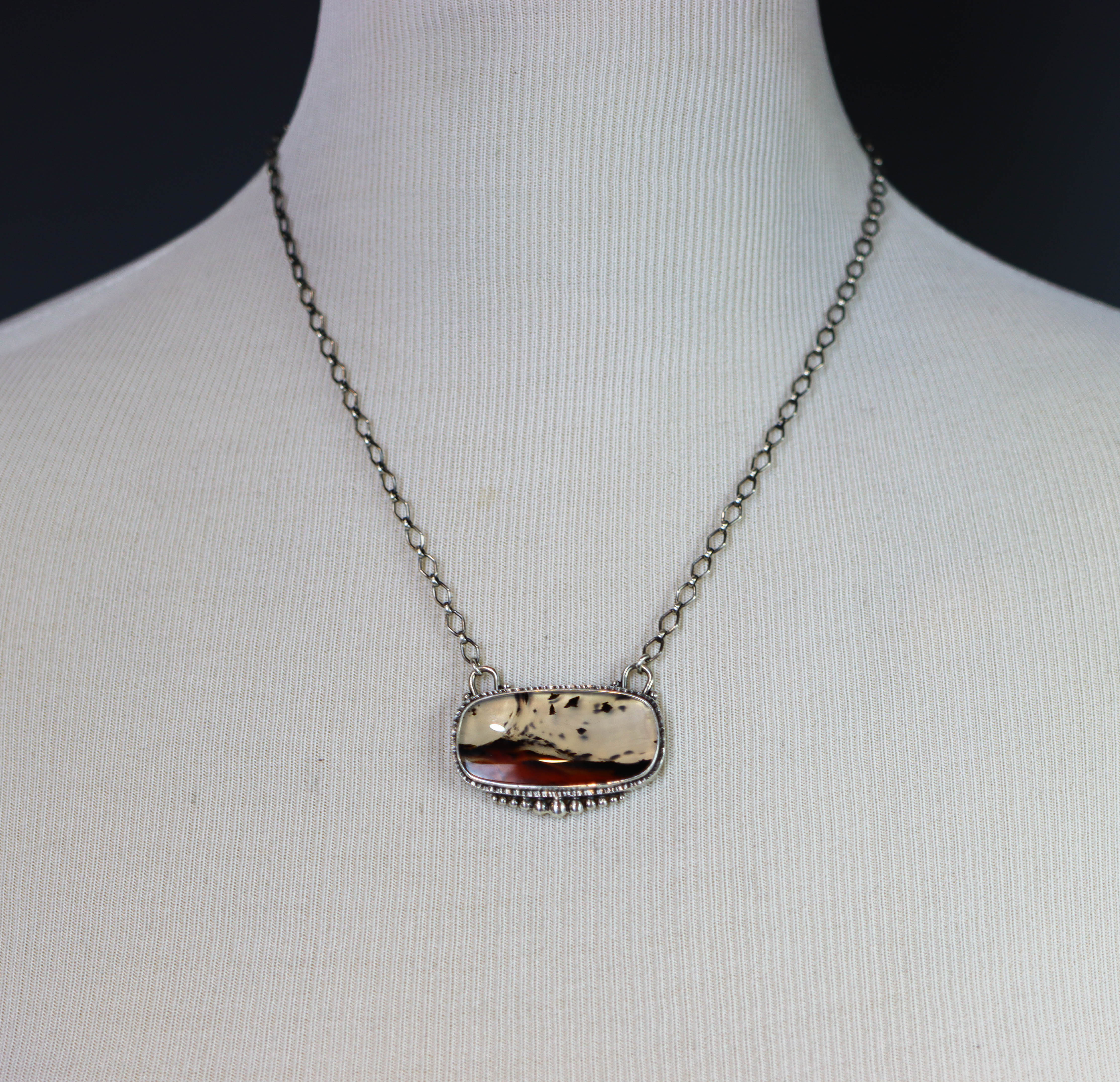Montana Agate One Of a Kind Gemstone Necklace Sterling Silver