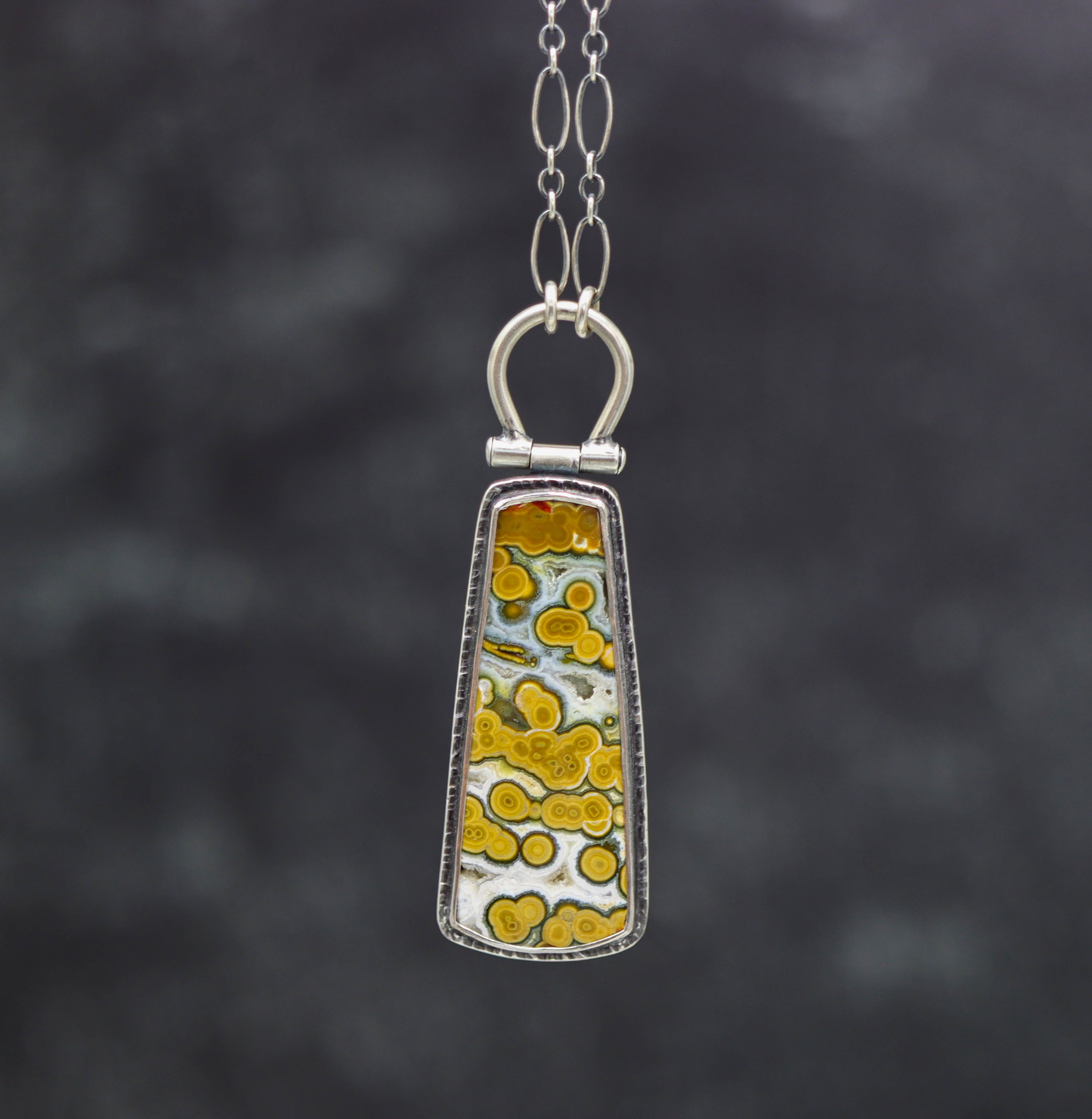 Orbicular Jasper Pendant Necklace Sterling Silver