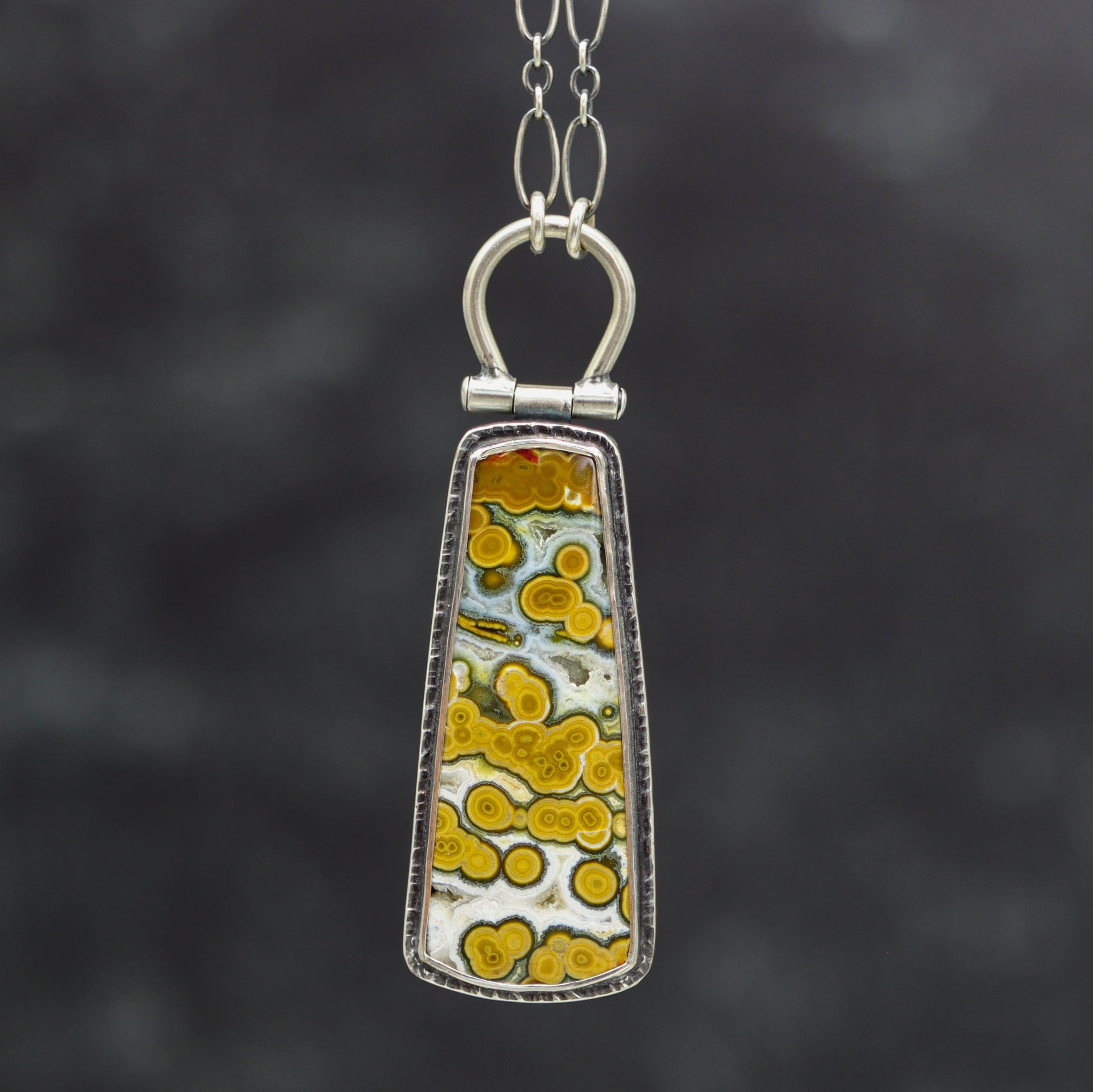 Orbicular Jasper Pendant Necklace Sterling Silver