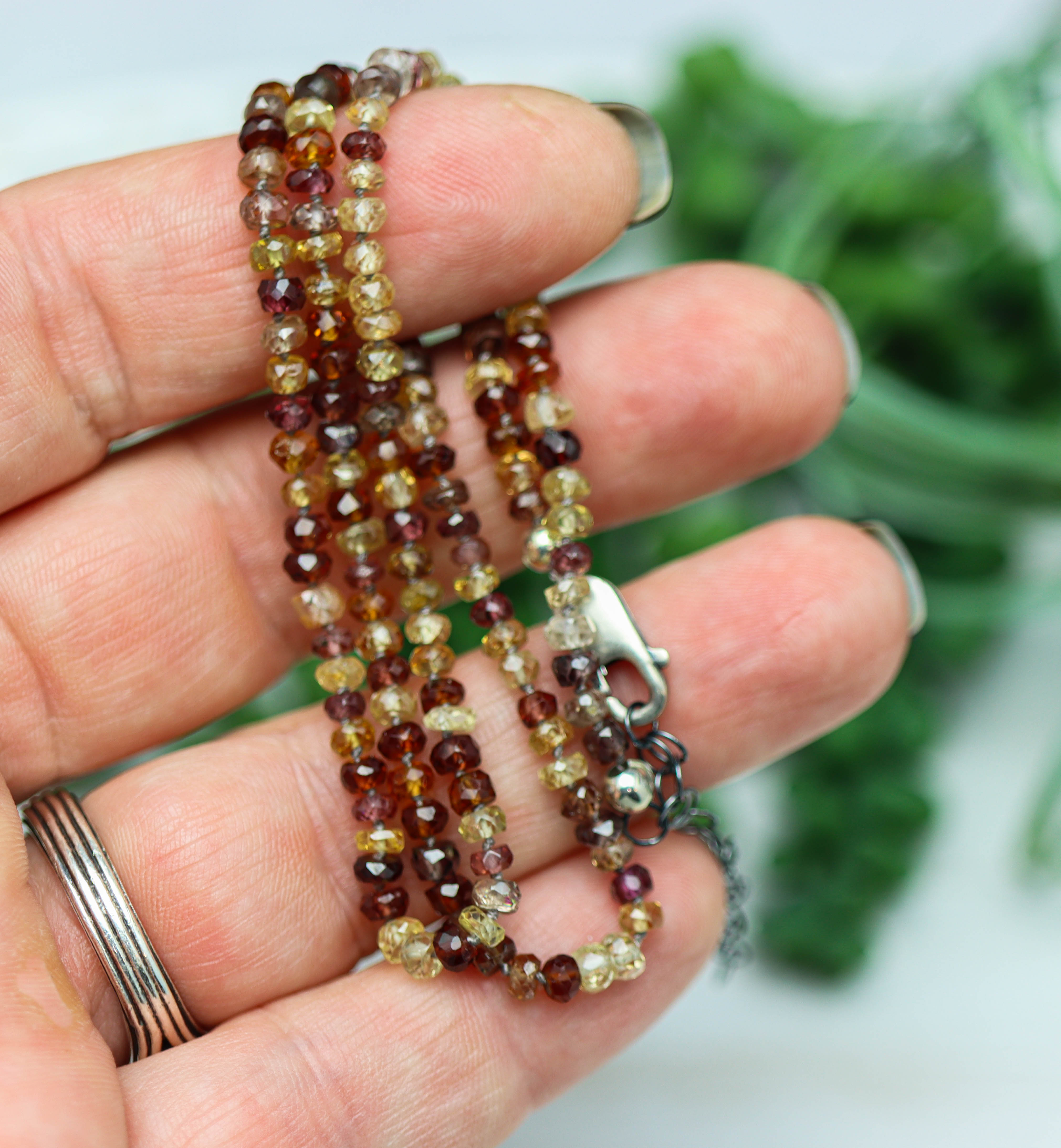 Tundra Sapphire Hand Knotted Bead Necklace Sterling Silver