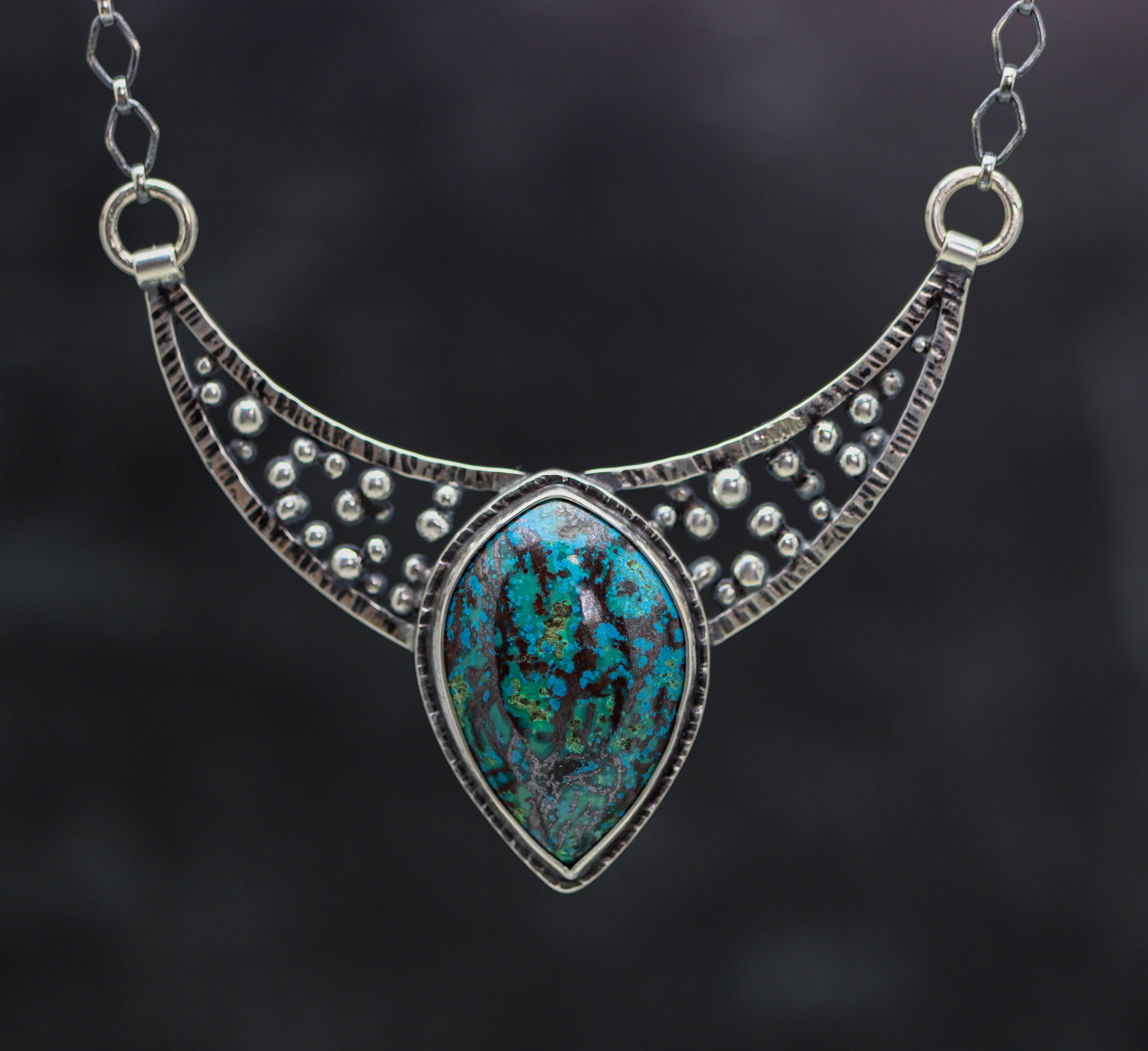 Vivid Blue Shattuckite Pendant Sterling Silver Gemstone Necklace