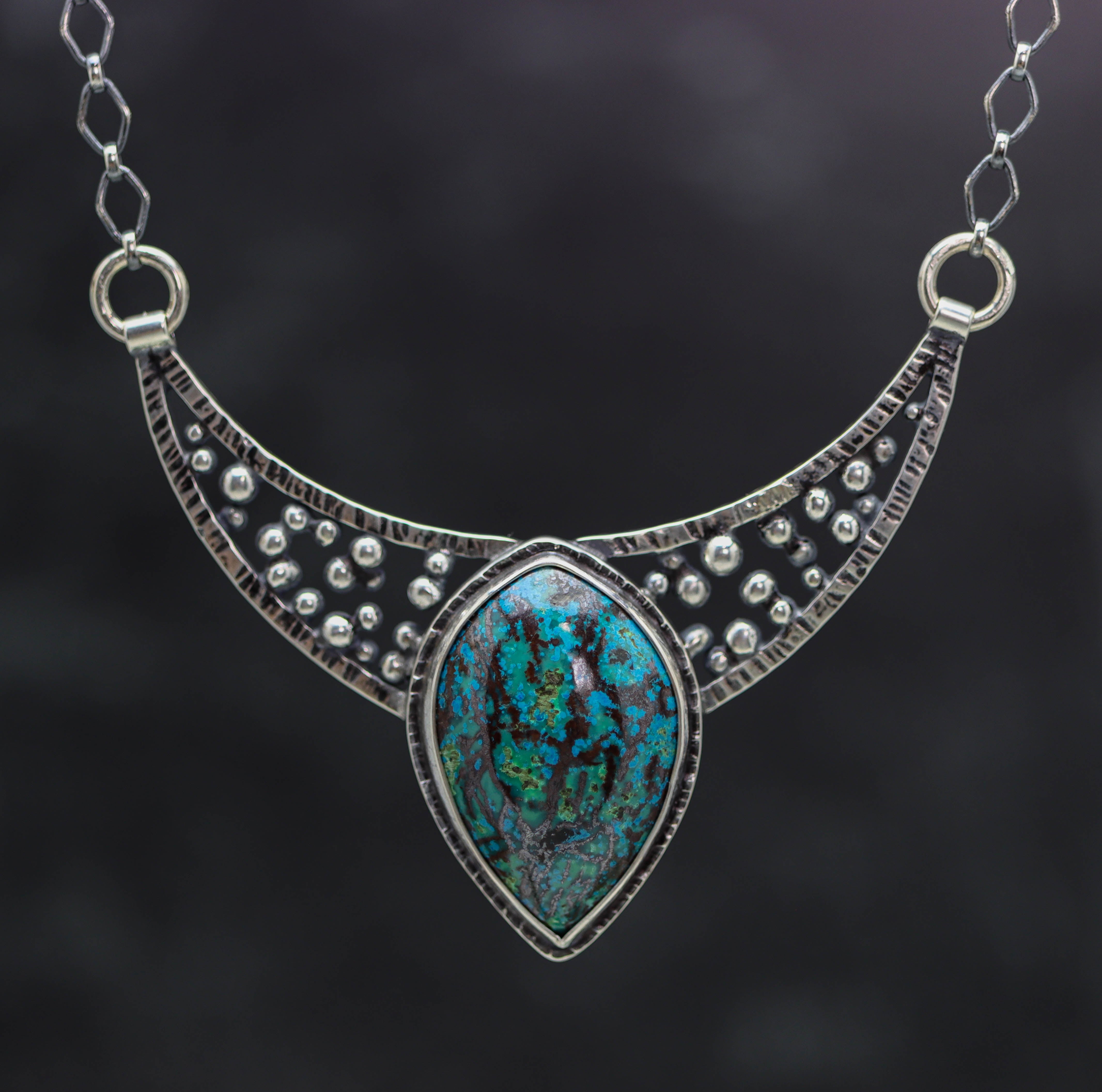 Vivid Blue Shattuckite Pendant Sterling Silver Gemstone Necklace