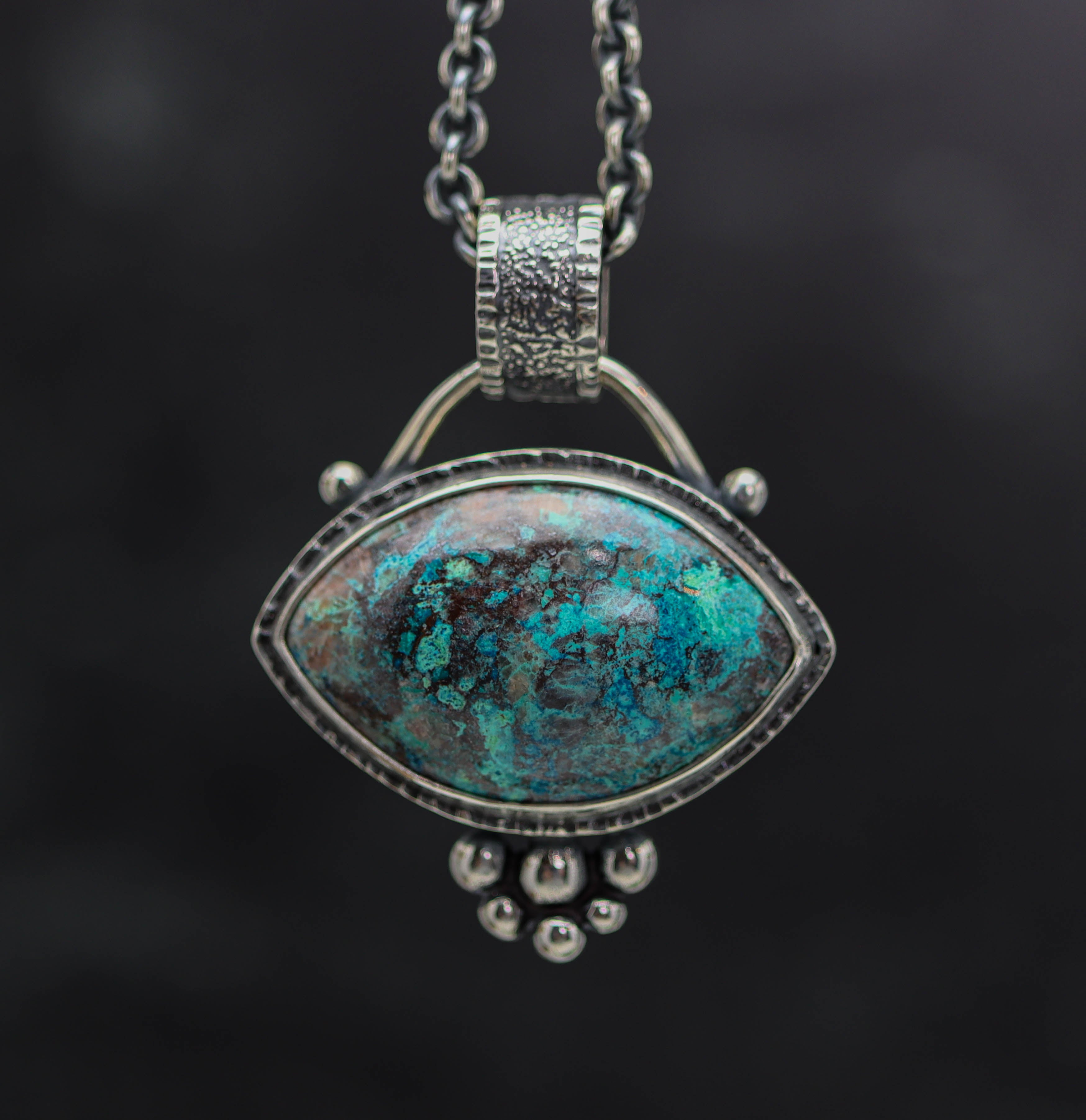 Vivid Blue Shattuckite Pendant Sterling Silver Gemstone Necklace