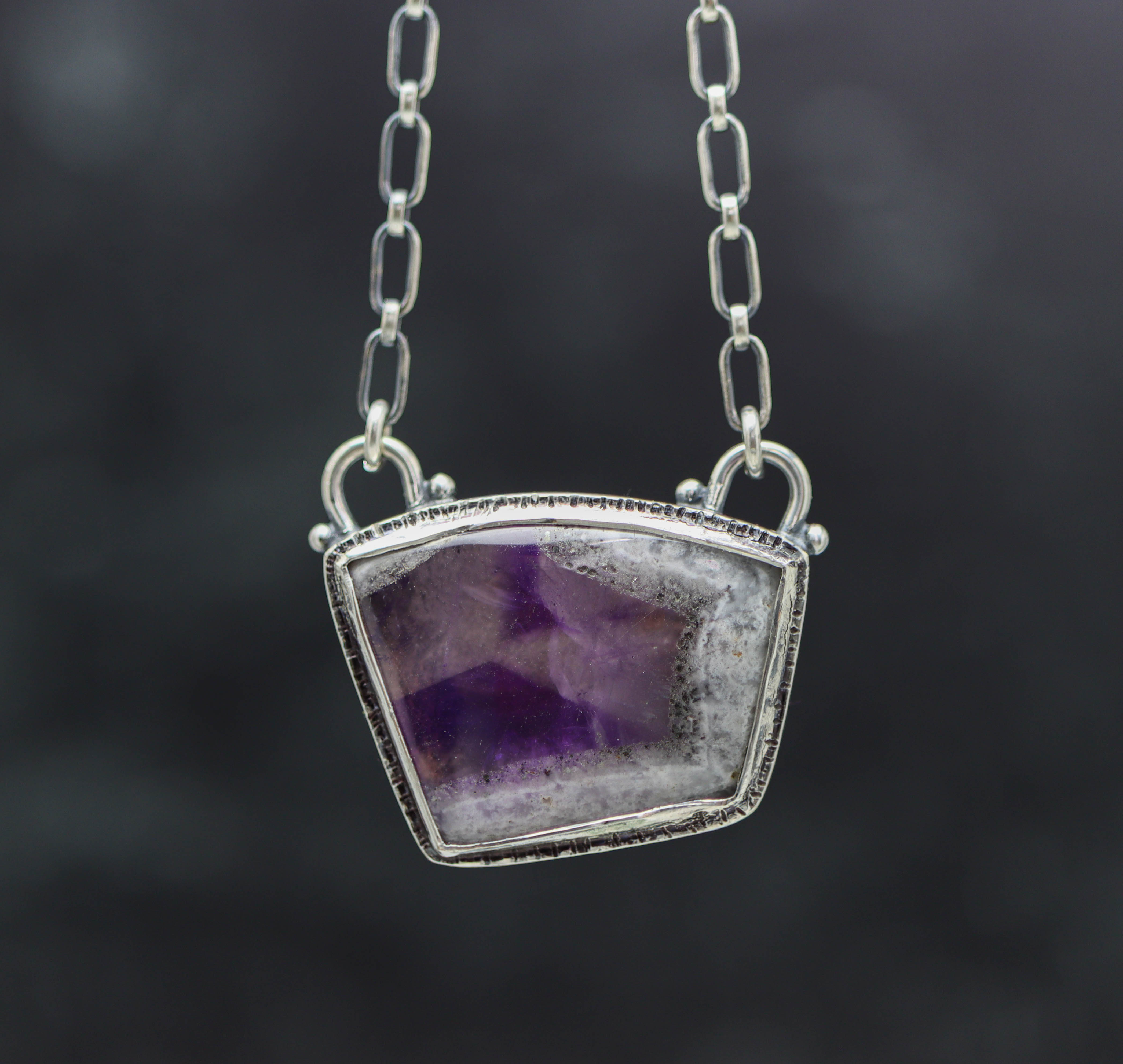Trapiche Amethyst Pendant Necklace in Sterling Silver