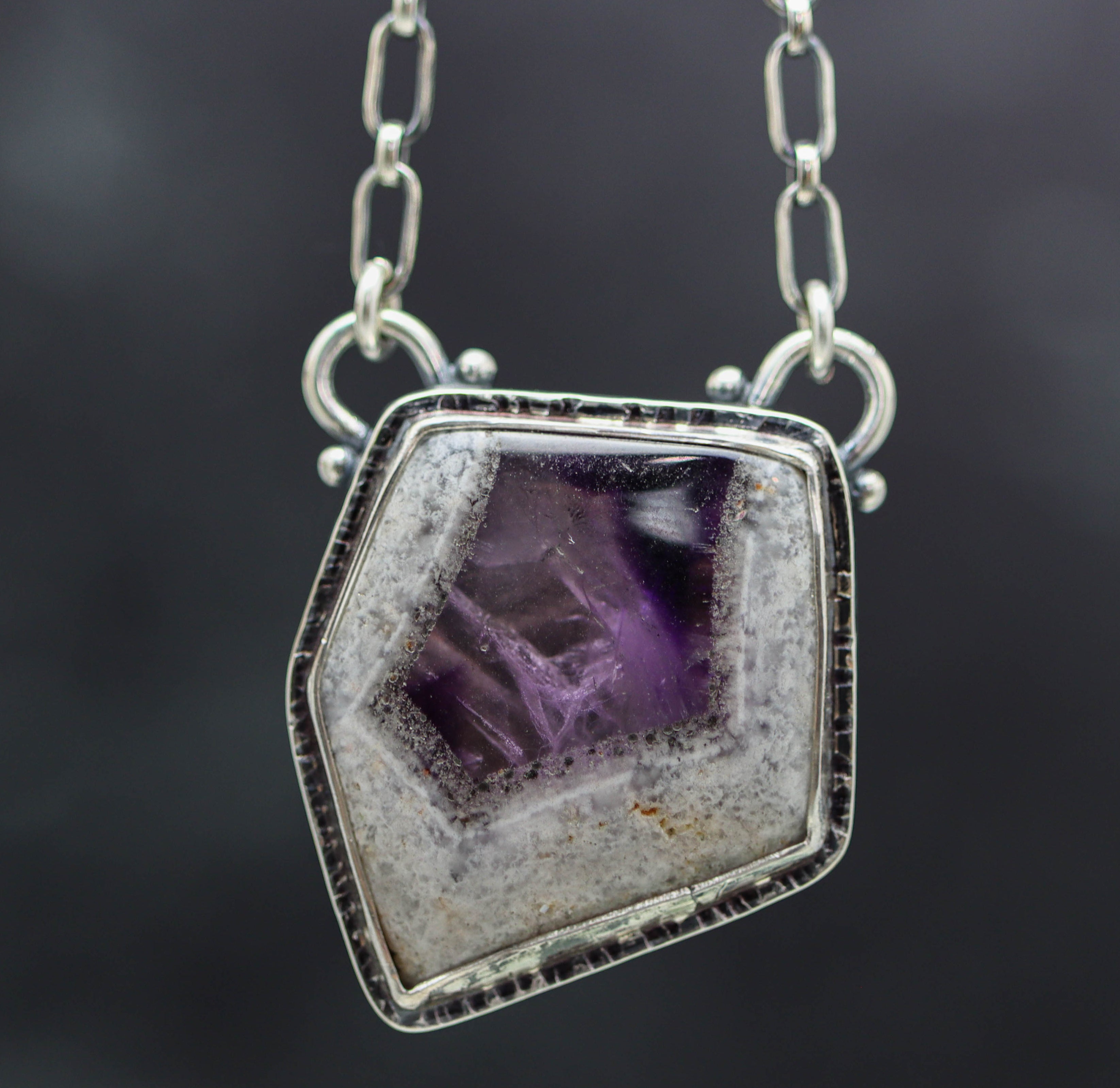 Trapiche Amethyst Pendant Necklace in Sterling Silver