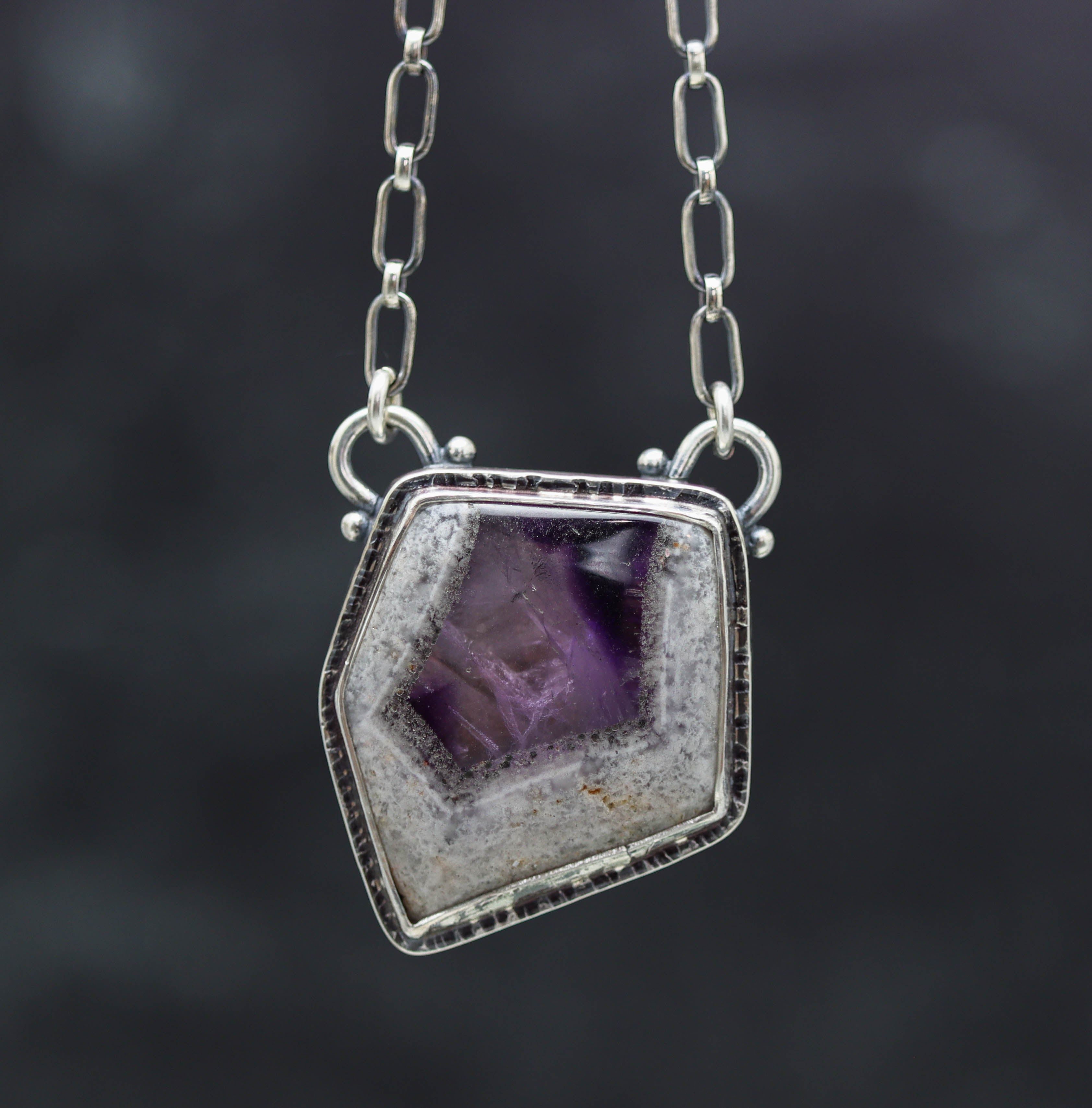 Trapiche Amethyst Pendant Necklace in Sterling Silver
