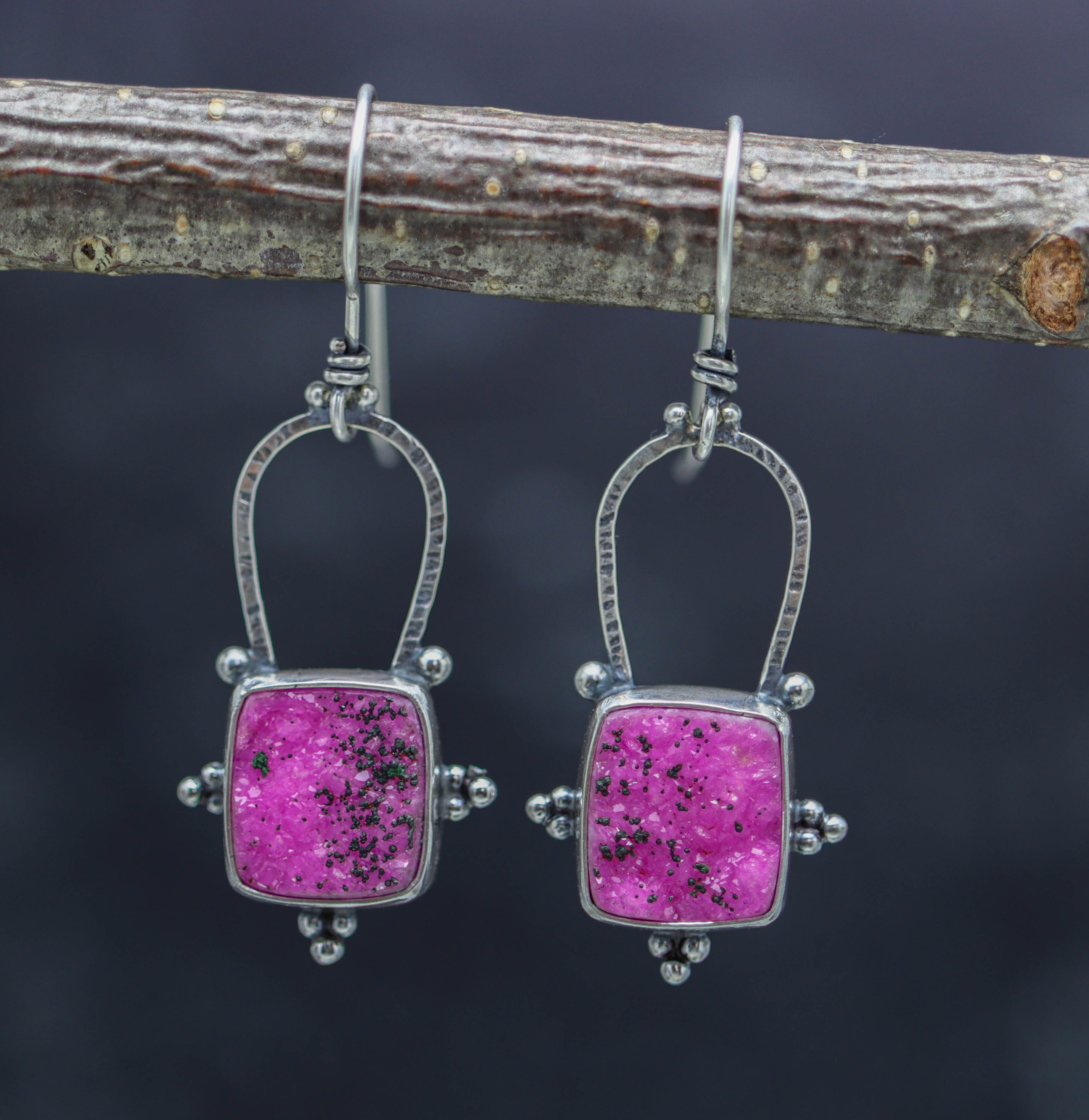 Cobalto Calcite Sterling Silver Dangle Earrings