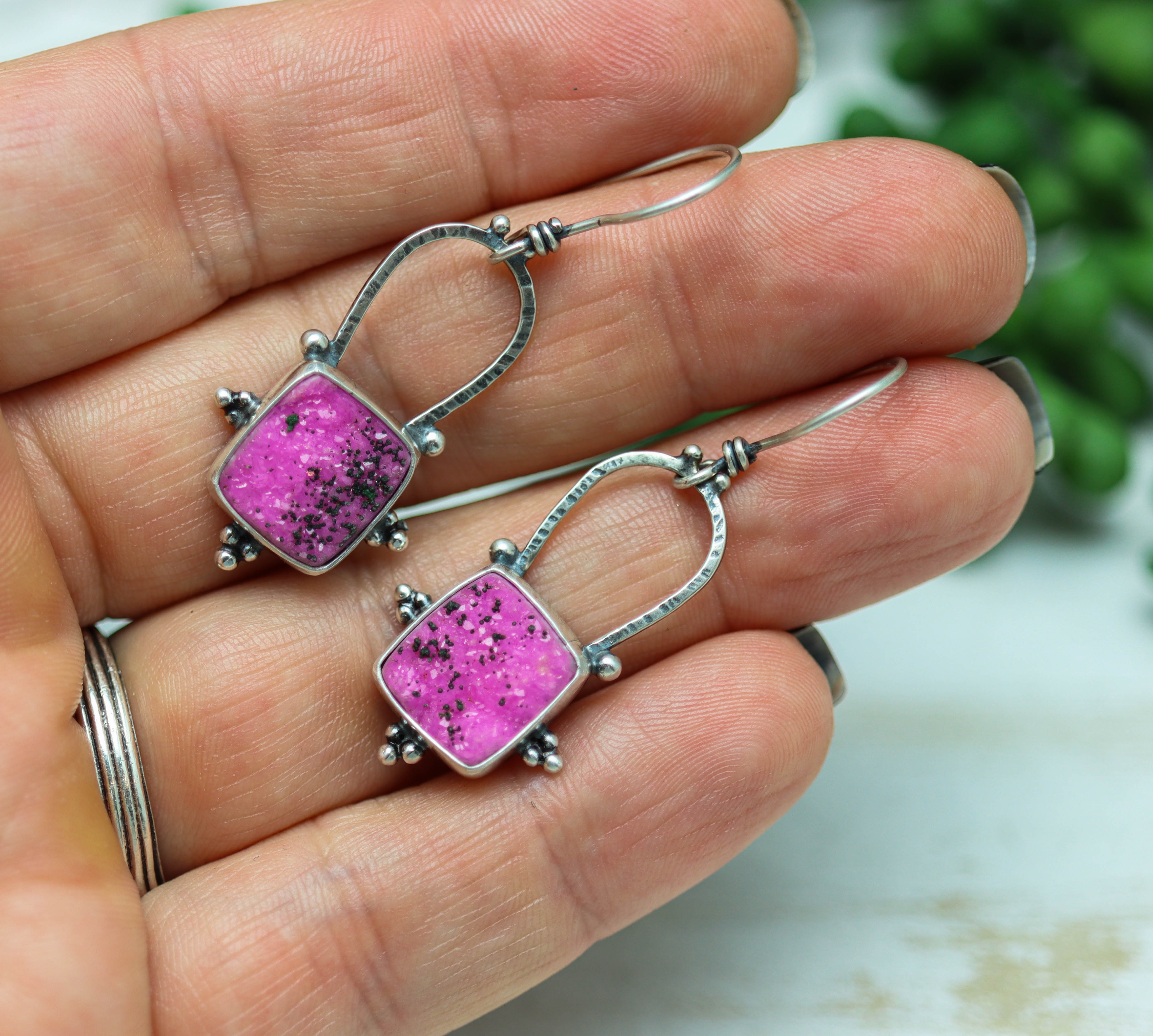 Cobalto Calcite Sterling Silver Dangle Earrings