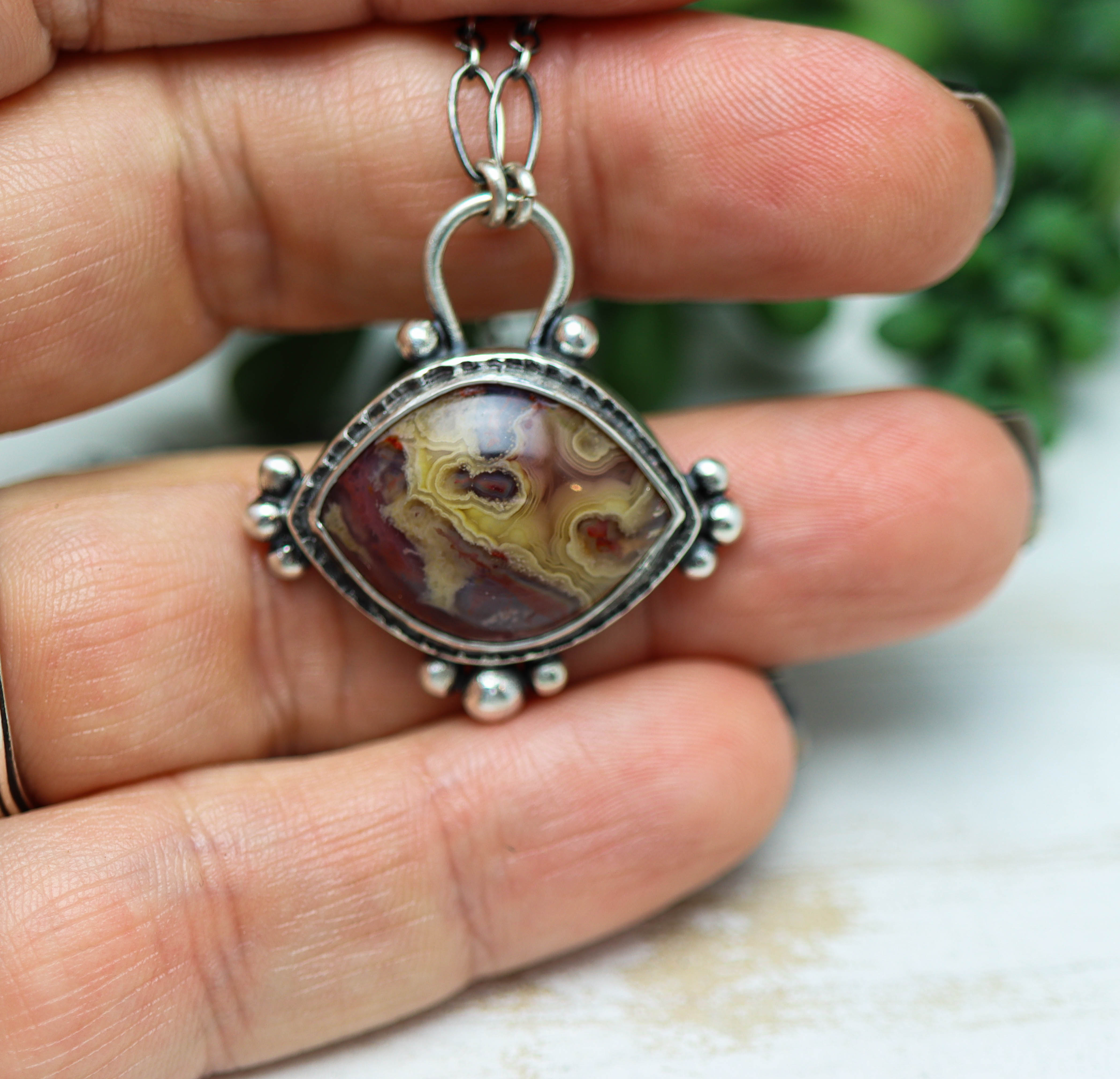 Laguna Agate Pendant Necklace Sterling Silver