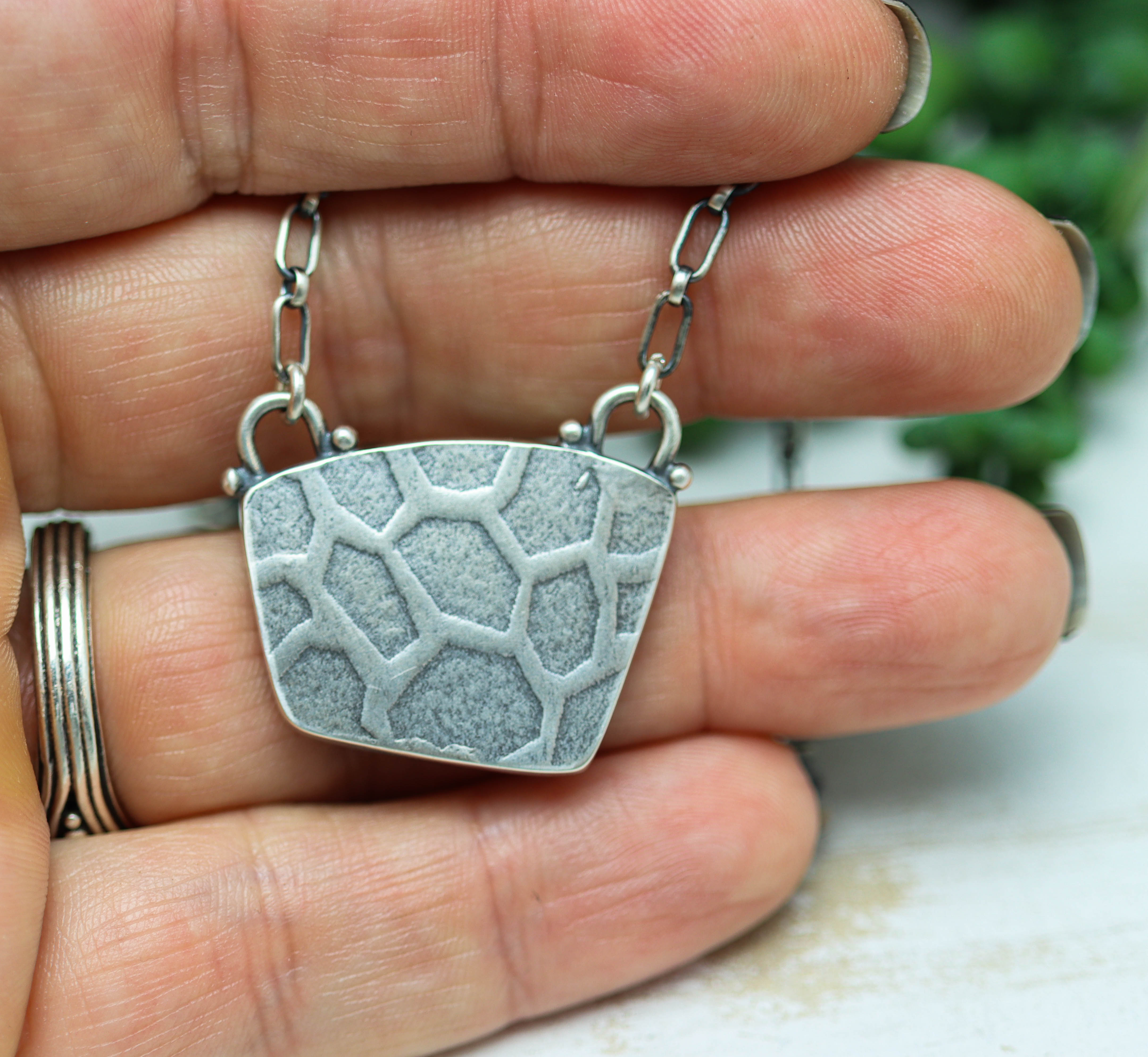 Trapiche Amethyst Pendant Necklace in Sterling Silver