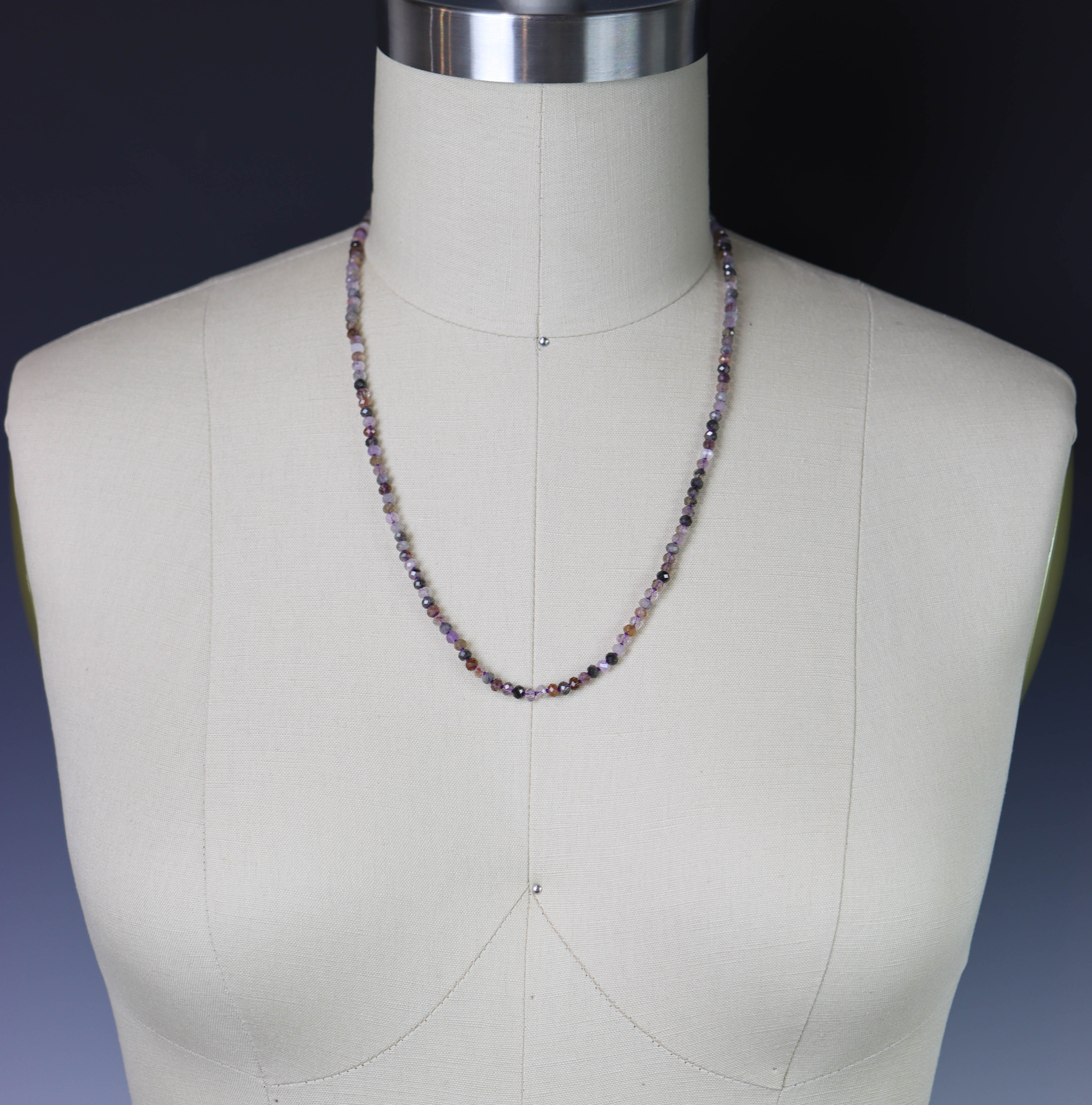 Super Seven Hand Knotted Bead Necklace Sterling Silver