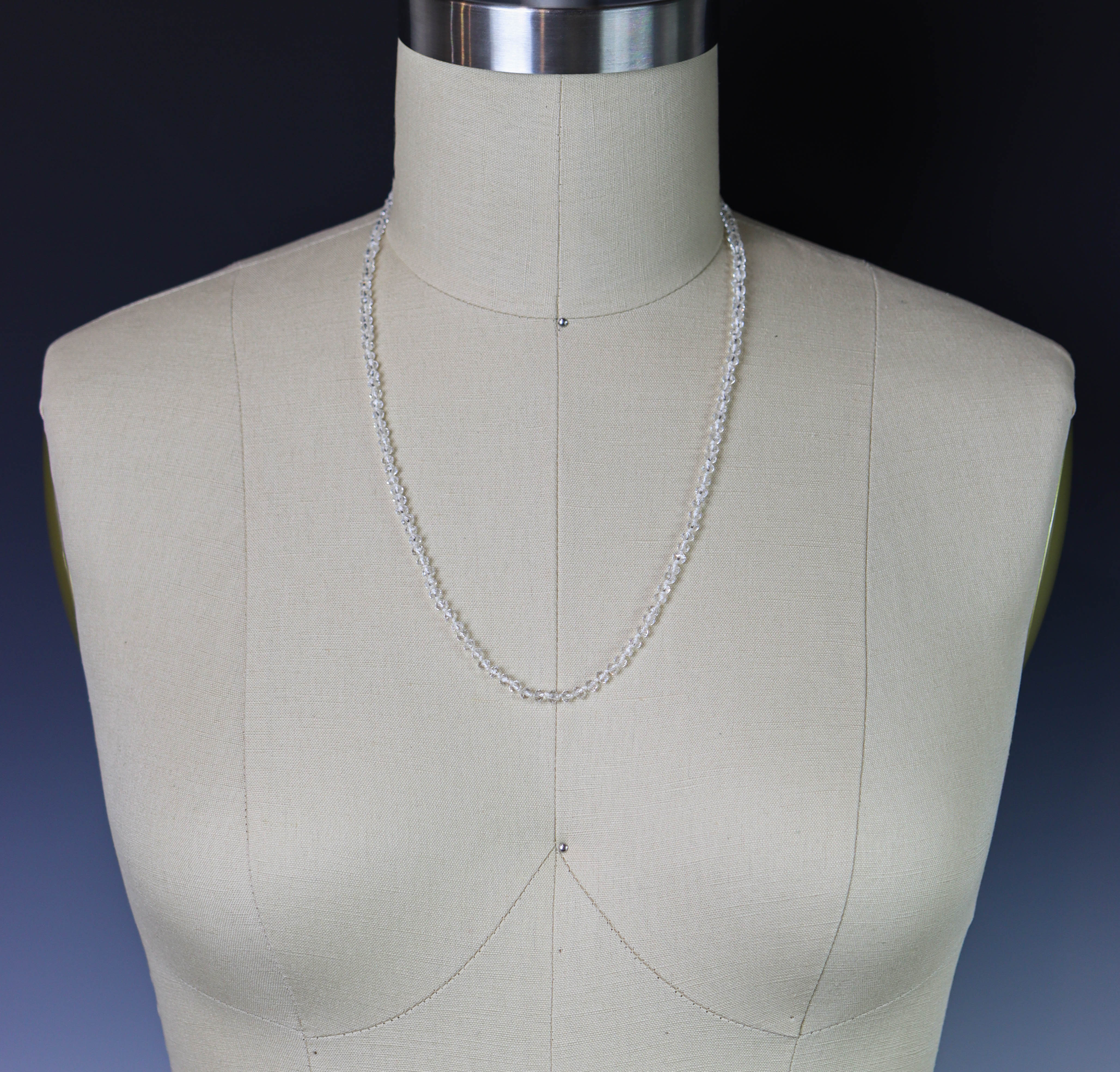 Crystal Quartz Hand Knotted Bead Necklace Sterling Silver