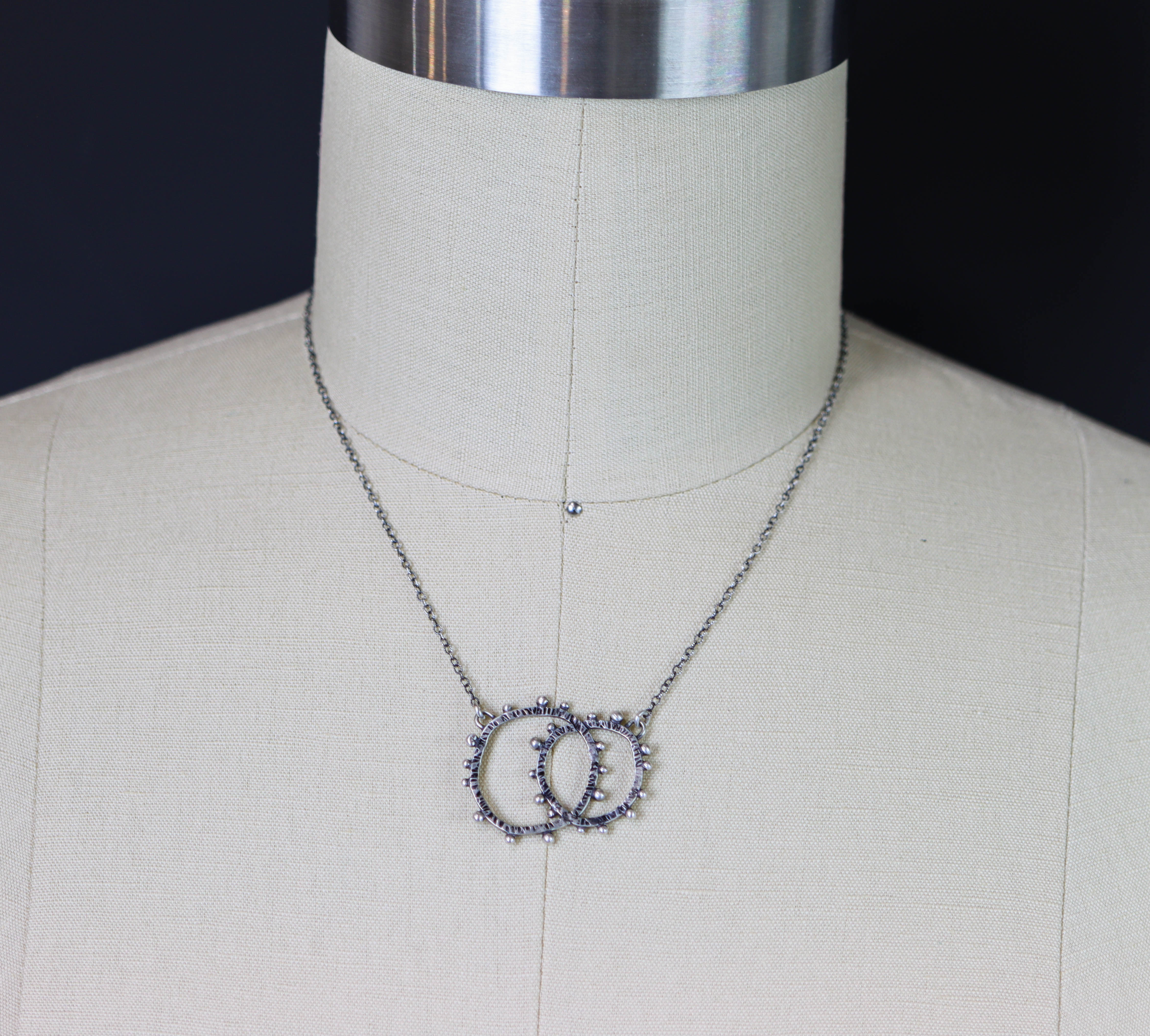 Wonky Circle Sterling Silver Necklace - Interlinked Circles