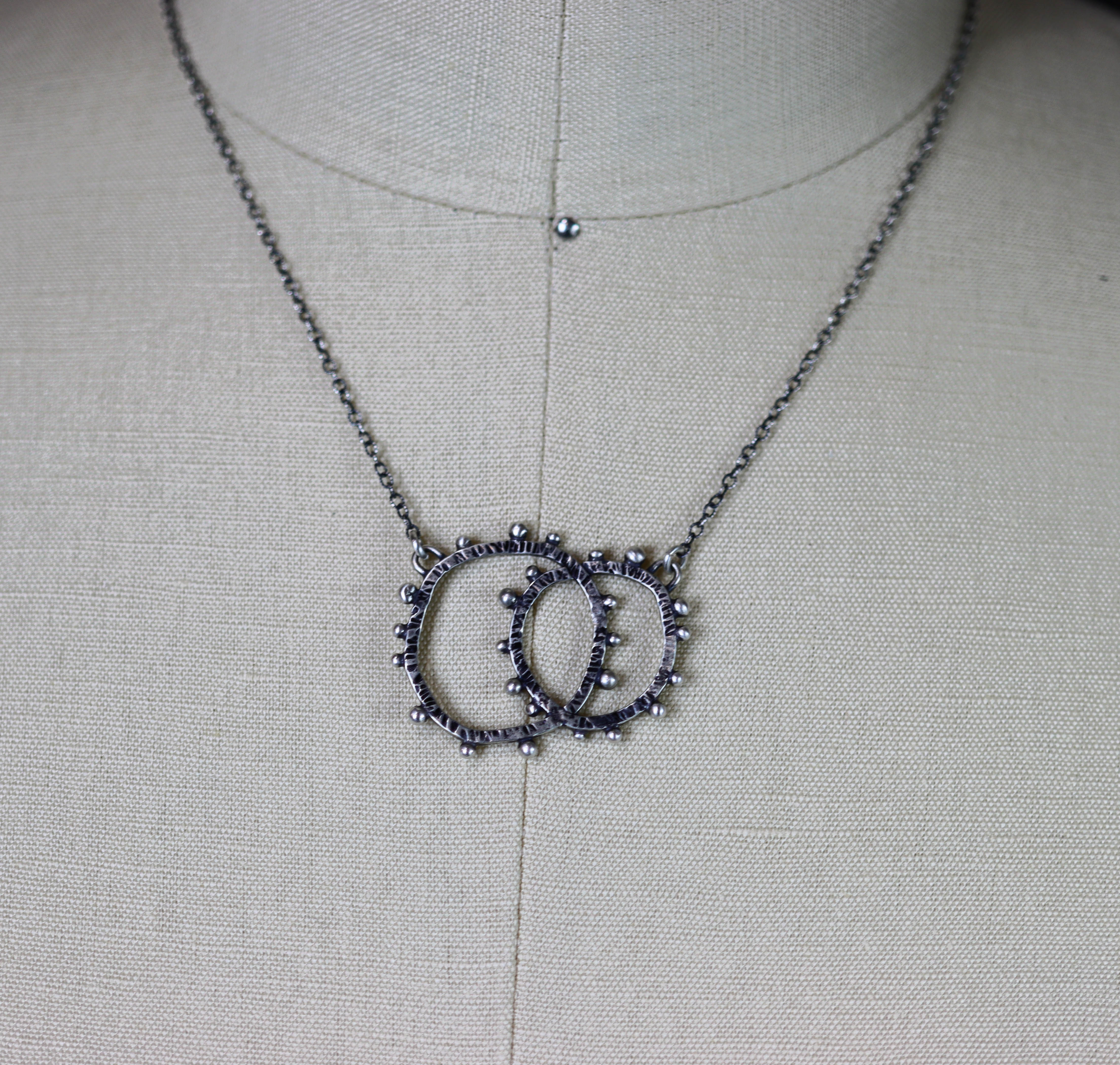 Wonky Circle Sterling Silver Necklace - Interlinked Circles