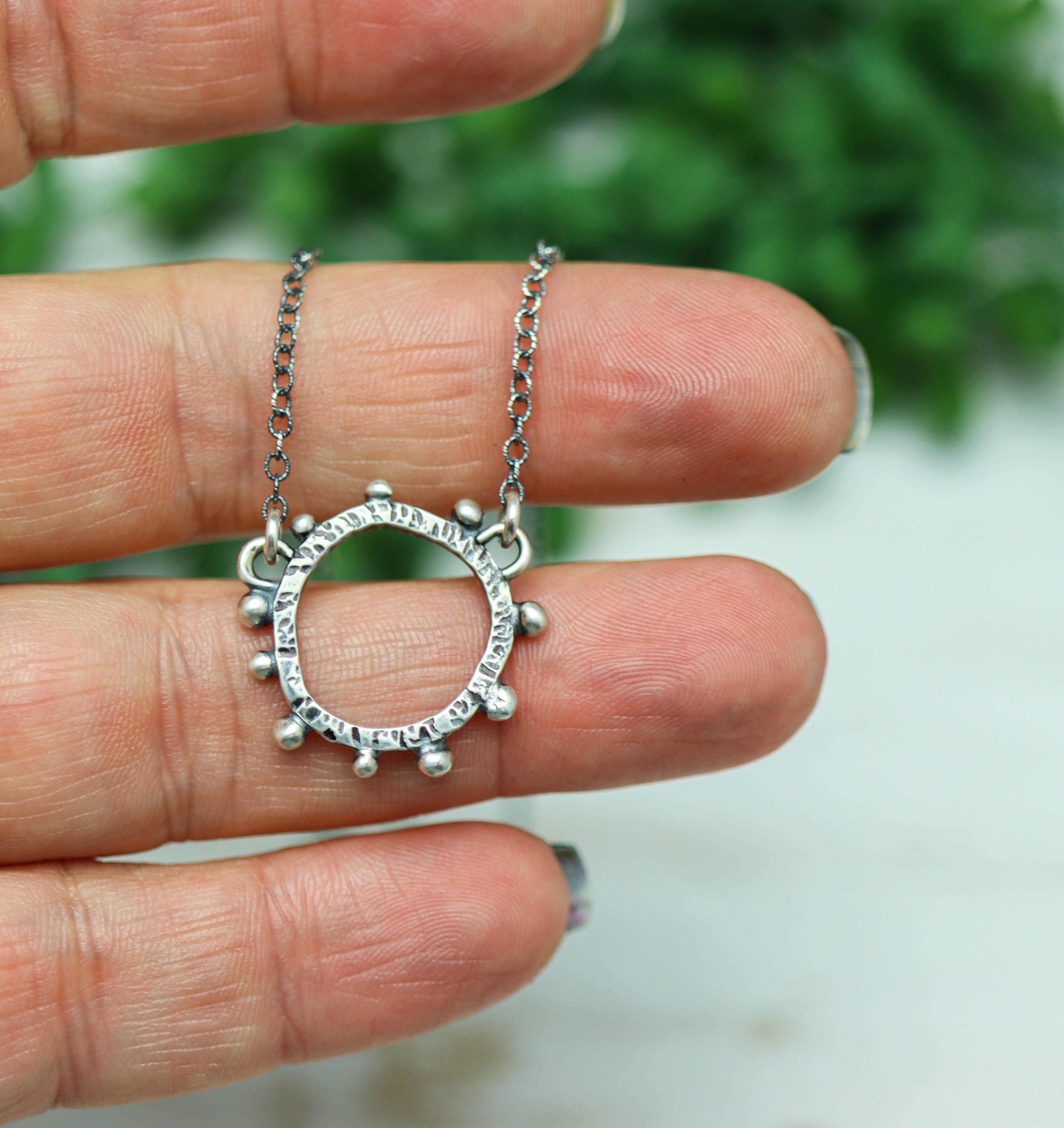 Wonky Circle Sterling Silver Necklace - Large